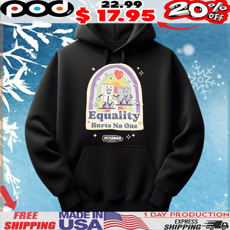 Equality slogan with rainbow heart and walking appliances cartoon t shirt