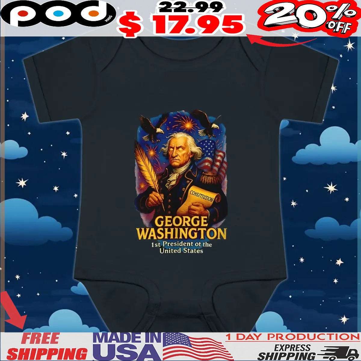 George Washington 1st president of the United States Consmmon t shirt George Washington 1st president of the United States Consmmon t shirt