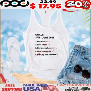 Goals Jan June 2025 List Buy A Car Pet Save 10 Buy A New Phone Case Live Mind My Own Business T Shirt