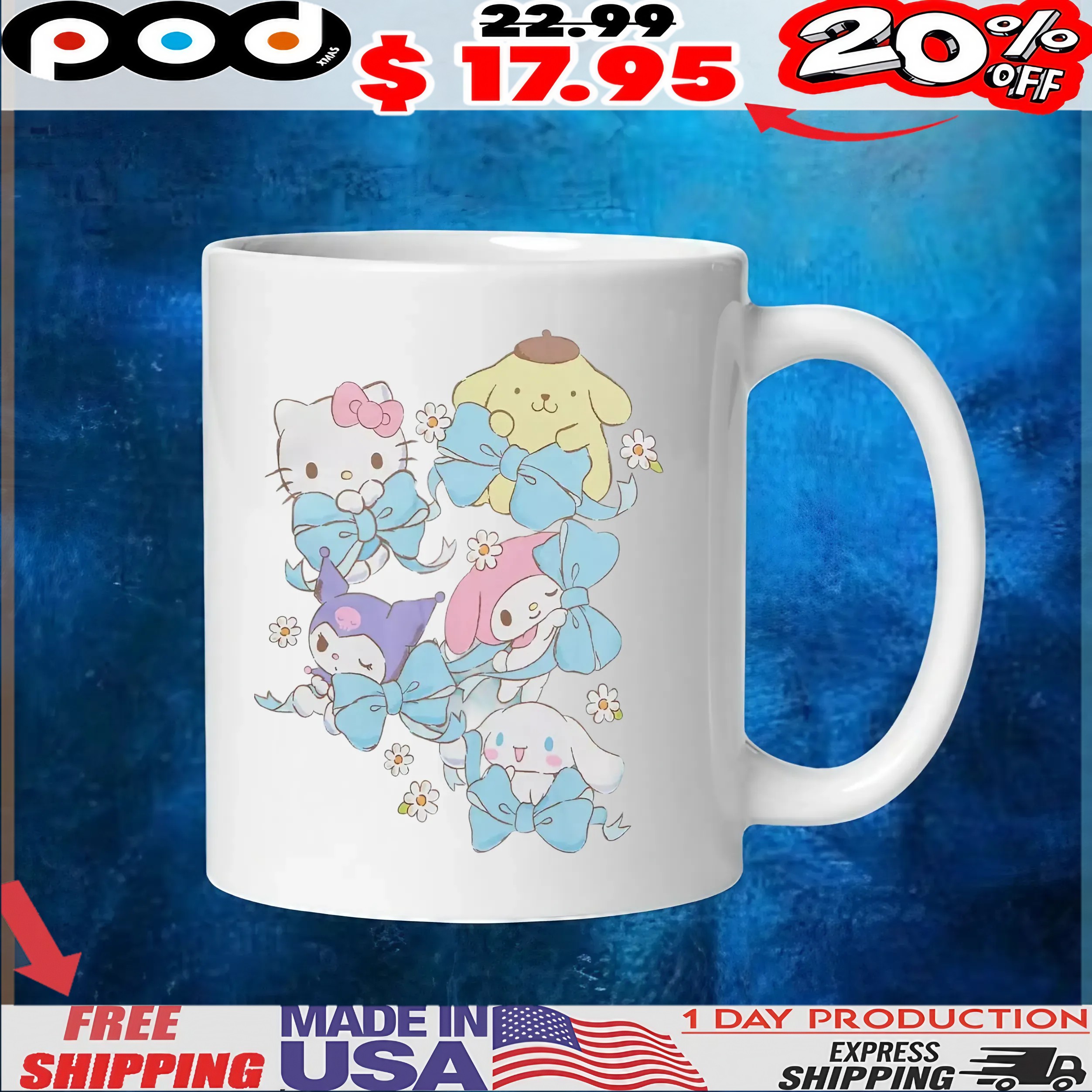 Hello Kitty And Friends Ribbon Cute T Shirt Hello Kitty And Friends Ribbon Cute T Shirt