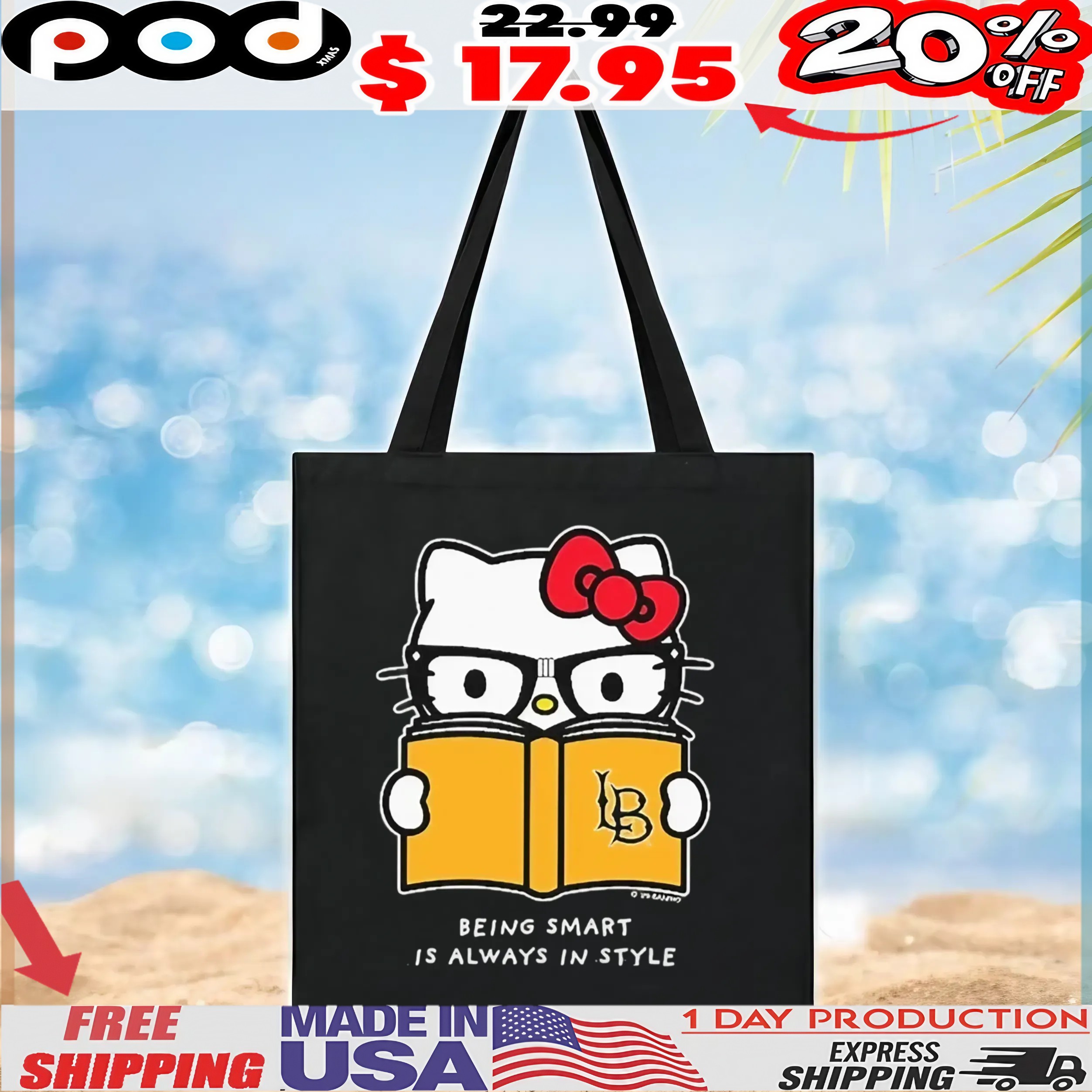 Hello Kitty Reading Book X Long Beach State Being Smart Is Always In Style T shirt