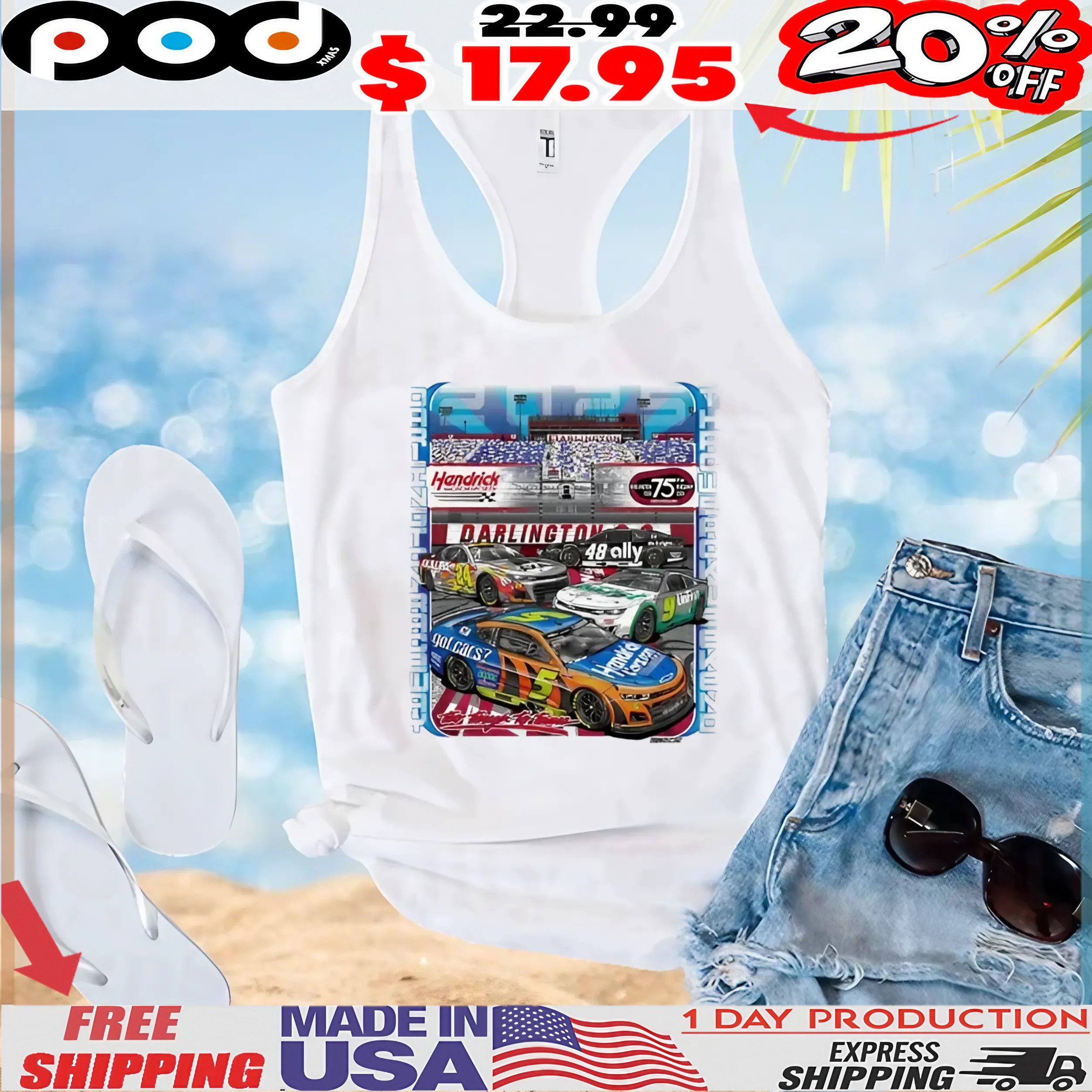 Hendrick Motorsports Darlington 4-car Nascar T Shirt Hendrick Motorsports Darlington 4-car Nascar T Shirt