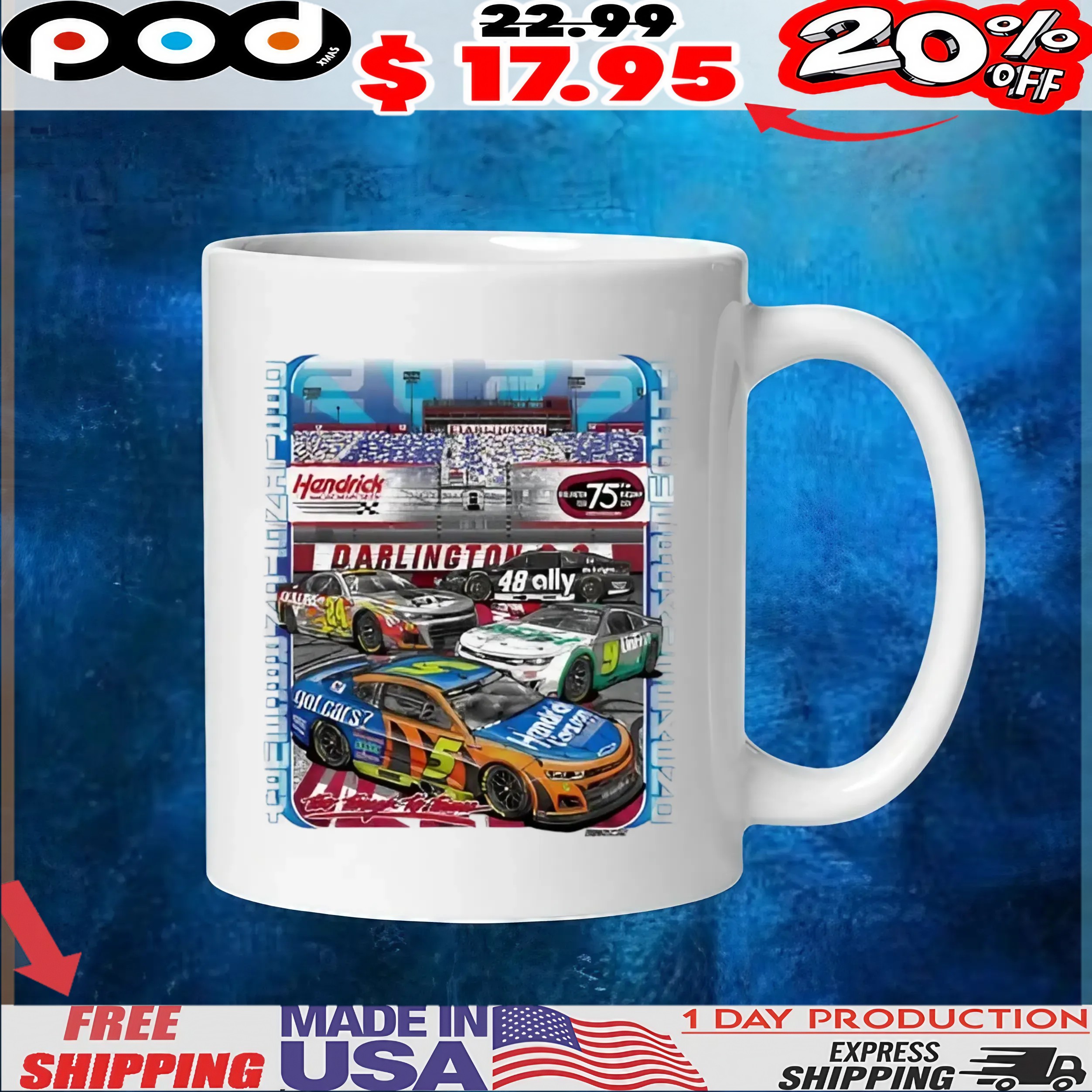 Hendrick Motorsports Darlington 4-car Nascar T Shirt Hendrick Motorsports Darlington 4-car Nascar T Shirt