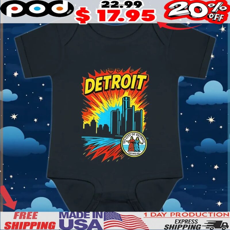 Detroit comic style retro logo t shirt