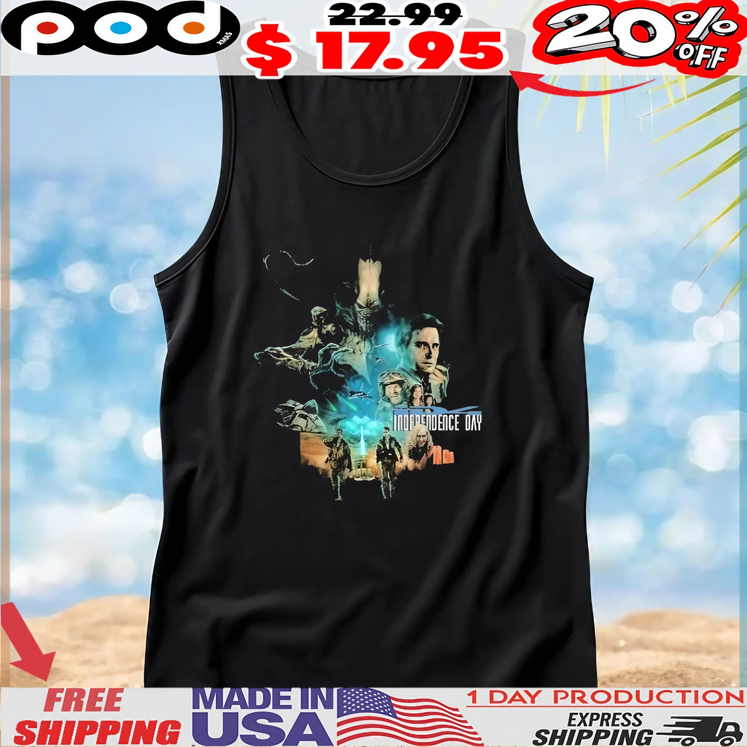 Independence Day Alien Attack Collage T Shirt