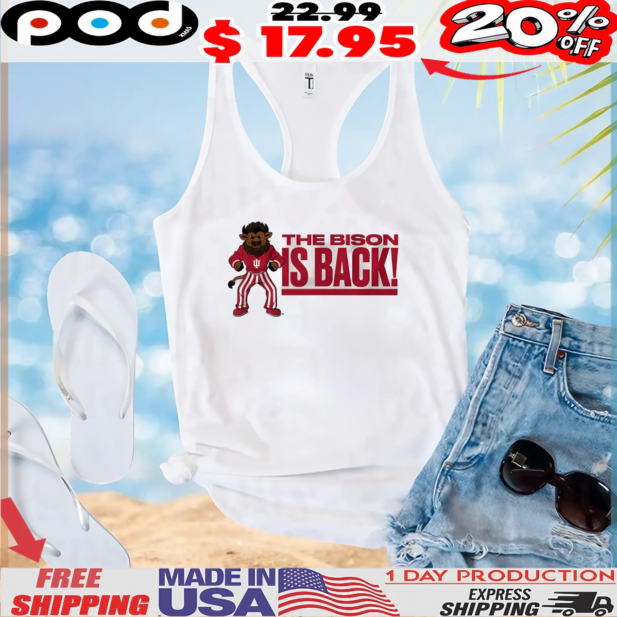 Indiana Hoosiers Hoosier The Bison Is Back Mascot T Shirt Indiana Hoosiers Hoosier The Bison Is Back Mascot T Shirt