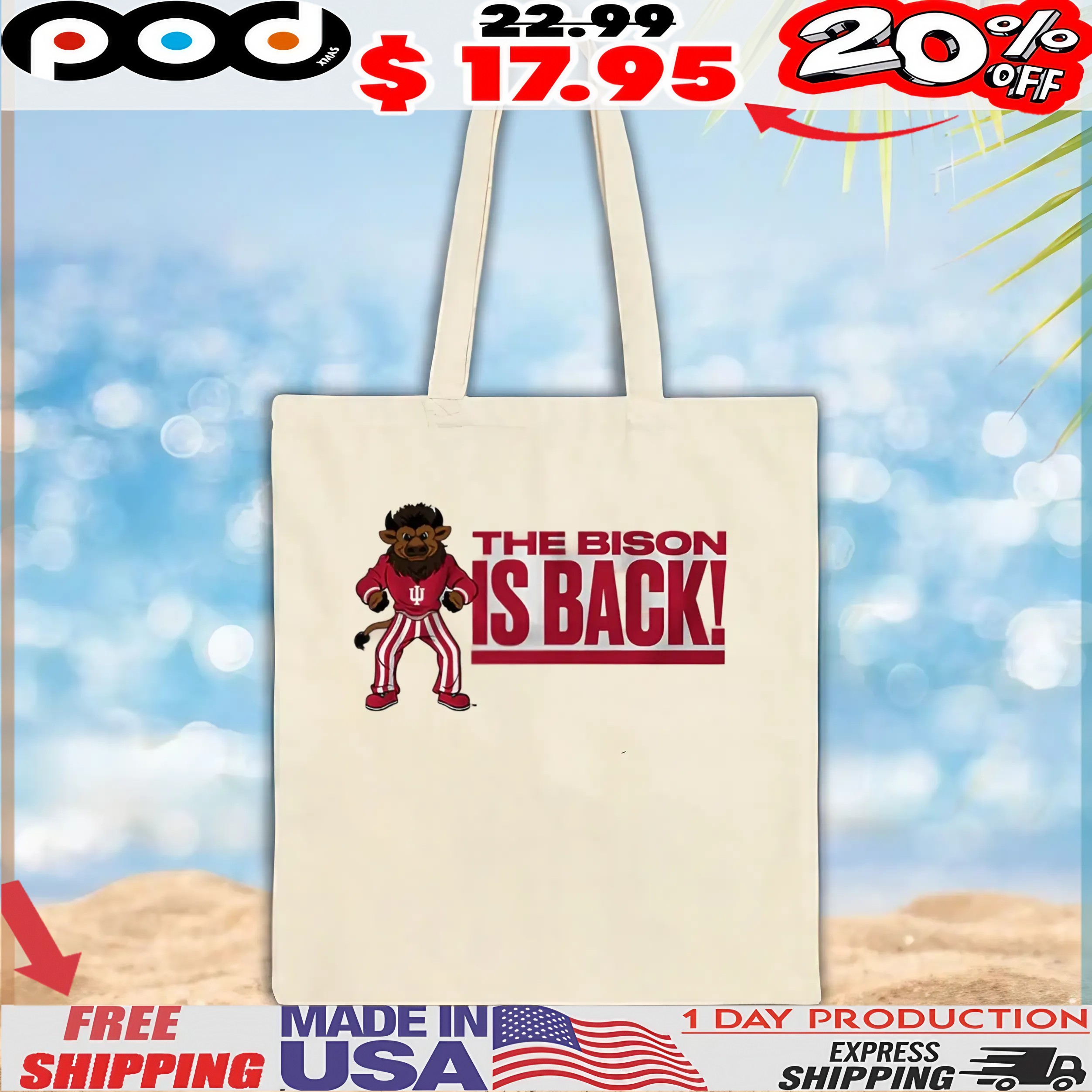 Indiana Hoosiers Hoosier The Bison Is Back Mascot T Shirt Indiana Hoosiers Hoosier The Bison Is Back Mascot T Shirt
