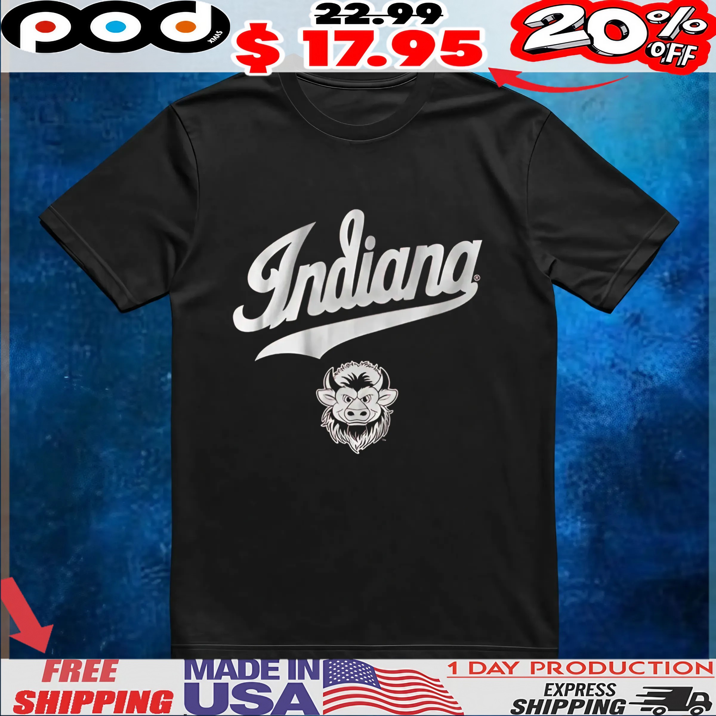 Indiana Hoosiers Mascot Script Logo T Shirt Indiana Hoosiers Mascot Script Logo T Shirt