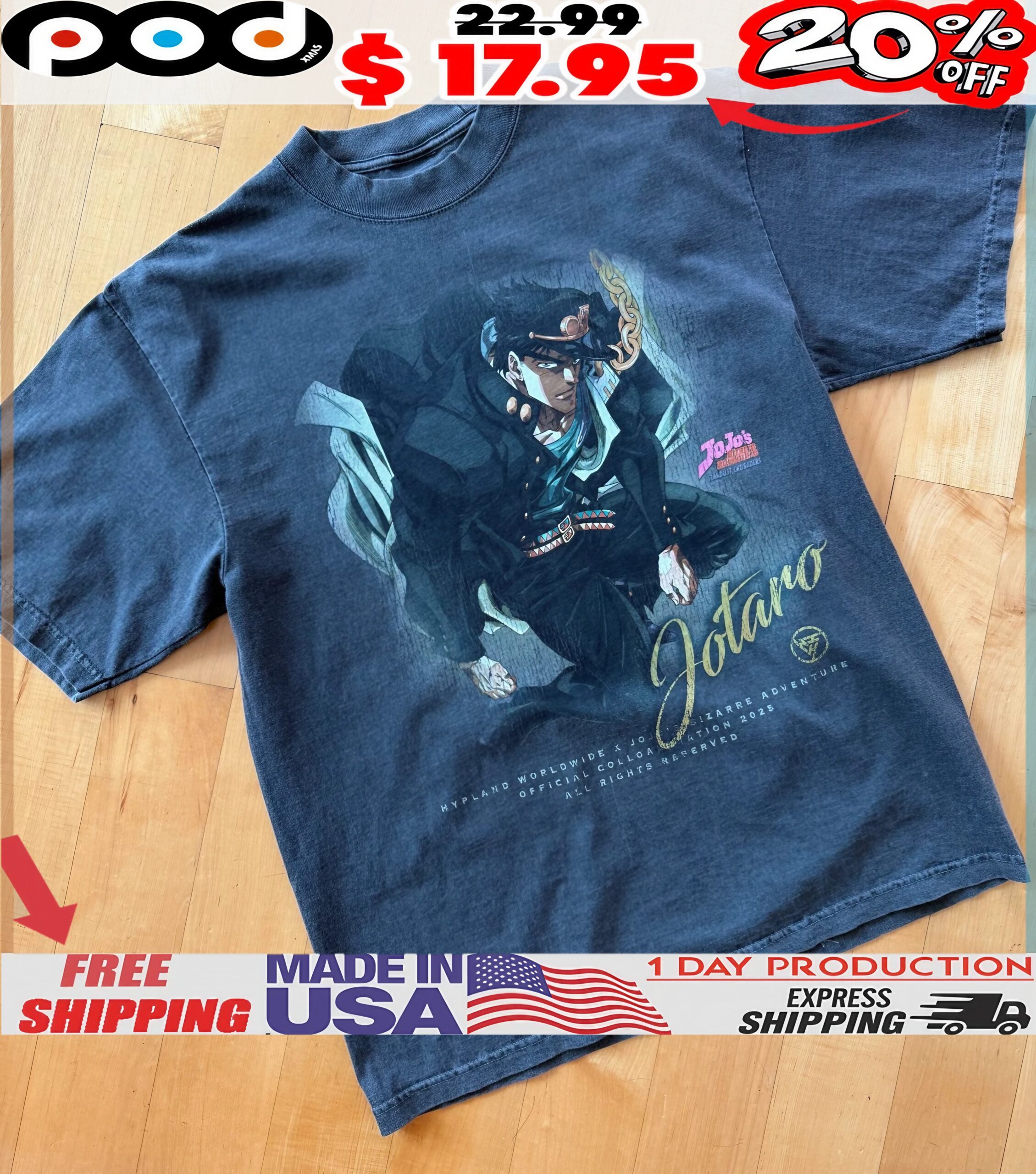 Jotaro Hypland Worldwide X Jo Bizarre Adventure Official Corolla Action 2025 All Rights Reserved T Shirt