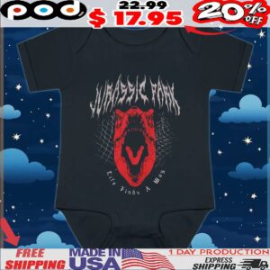 Jurassic Park Life Finds A Way Red Dinosaur T Shirt