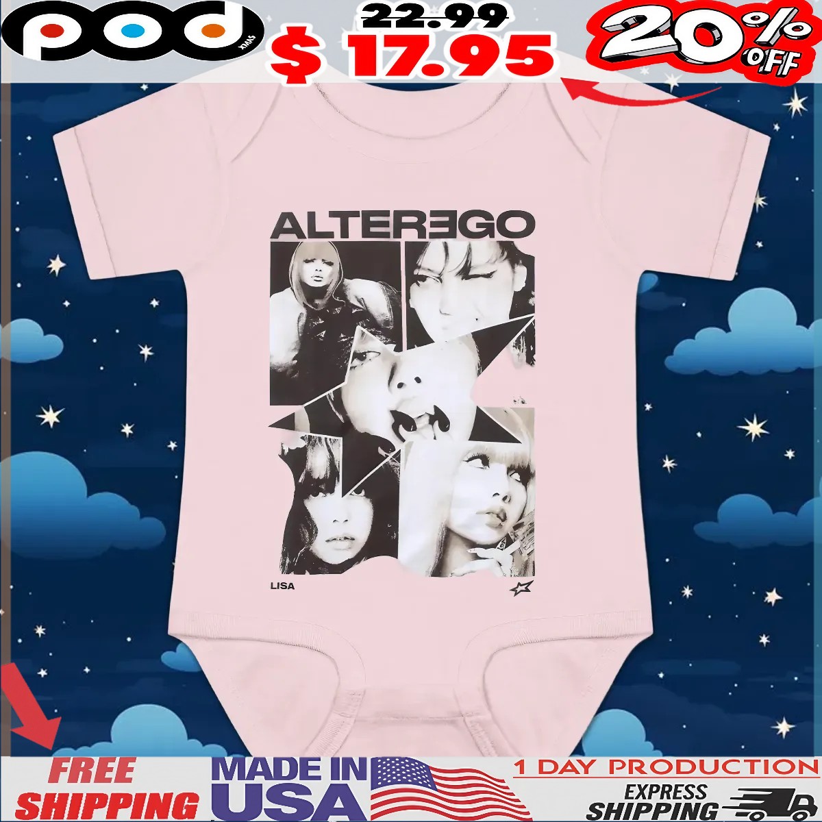 LISA Alter Ego Star Collage T Shirt LISA Alter Ego Star Collage T Shirt