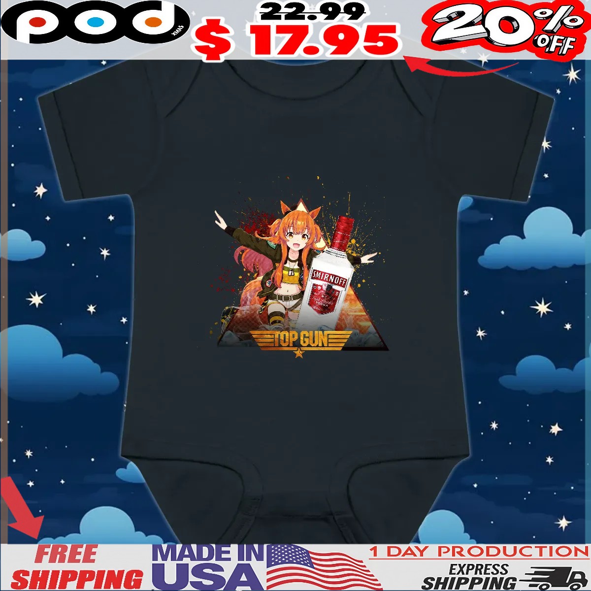 Mayano Top Gun Uma Musume Pretty Derby vodka Smirnoff No 21 Triple Distilled T Shirt