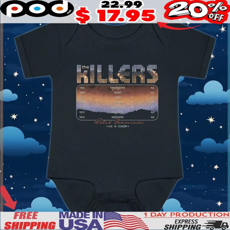 The Killers rebel diamonds live in concert t shirt