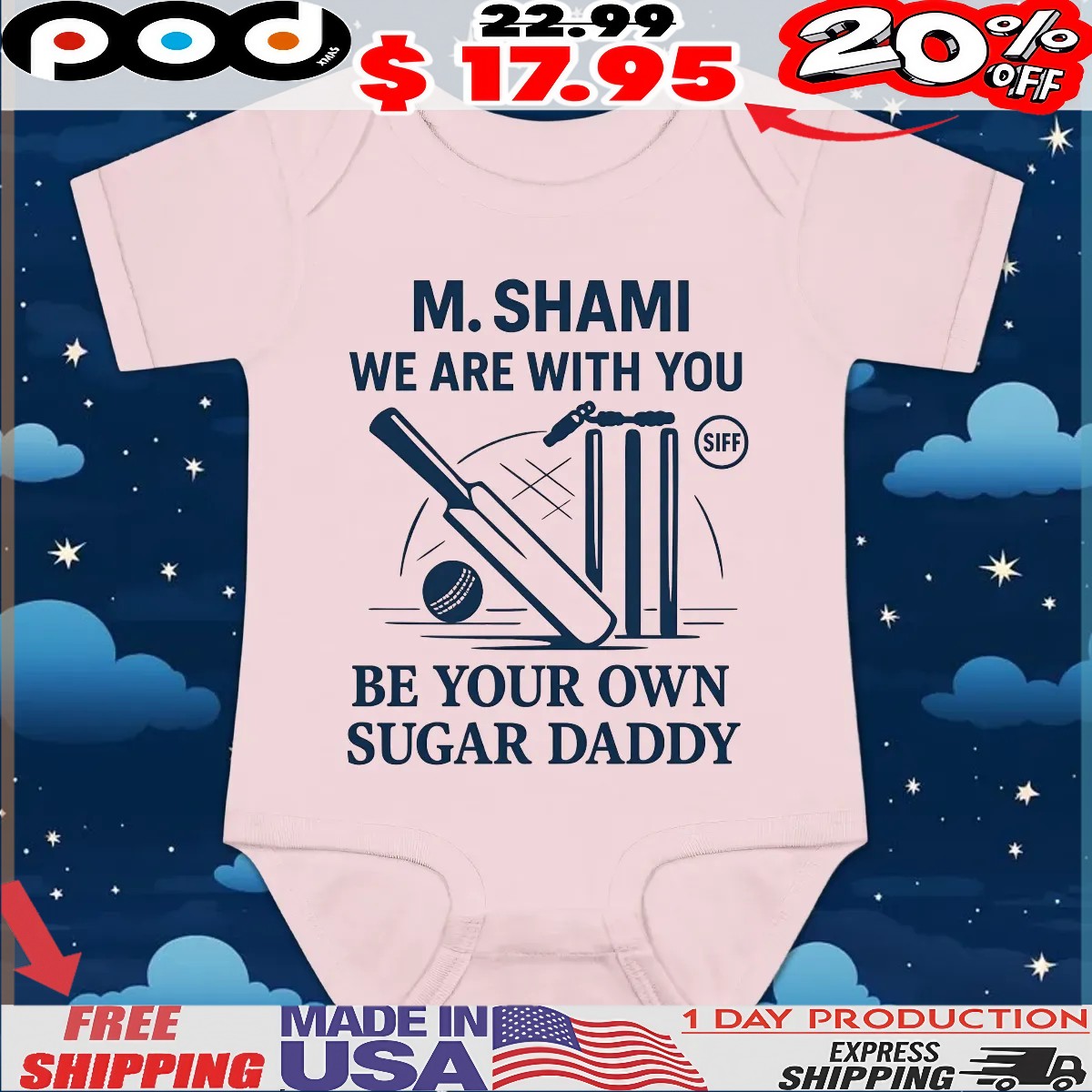 Mohammed Shami We Are With You Be Your Own Sugar Daddy Cricket T Shirt