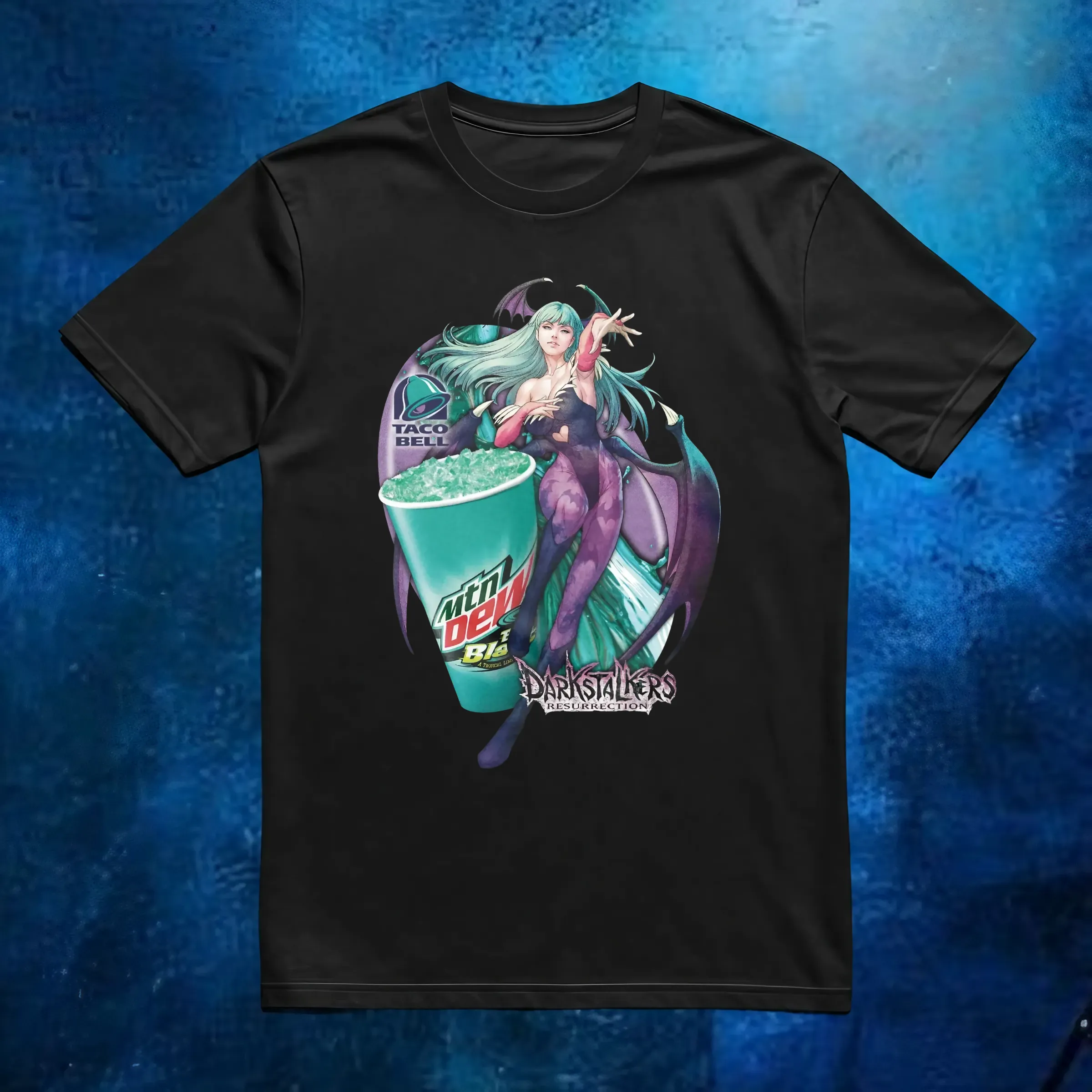 Morrigan Aensland Darkstalkers Mountain Dew Baja Blast T Shirt Morrigan Aensland Darkstalkers Mountain Dew Baja Blast T Shirt