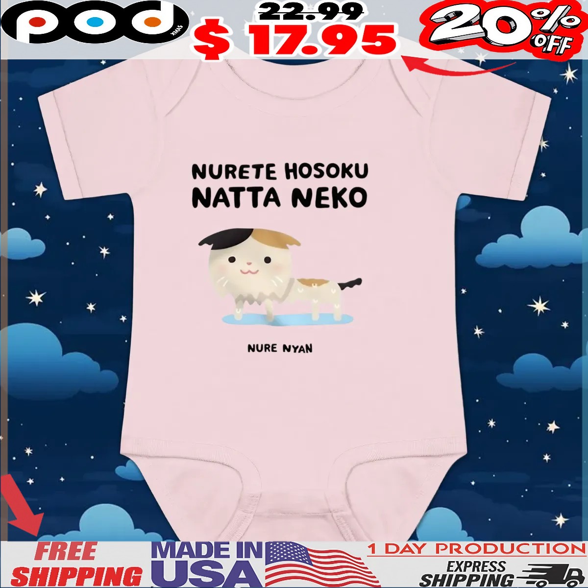 Nurete Hosoku Natta Neko Nure Nyan Cat T Shirt