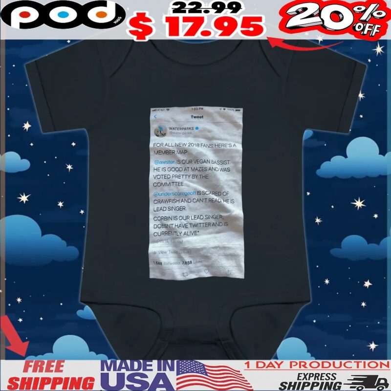 Waterparks Tweet For All New 2018 Fans, Here's A Member Map T Shirt