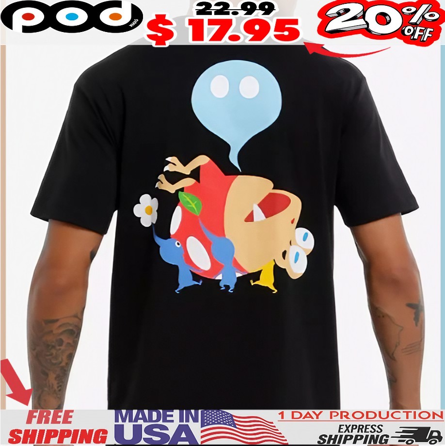 Pikmin Logo Marching 2 Sides T Shirt