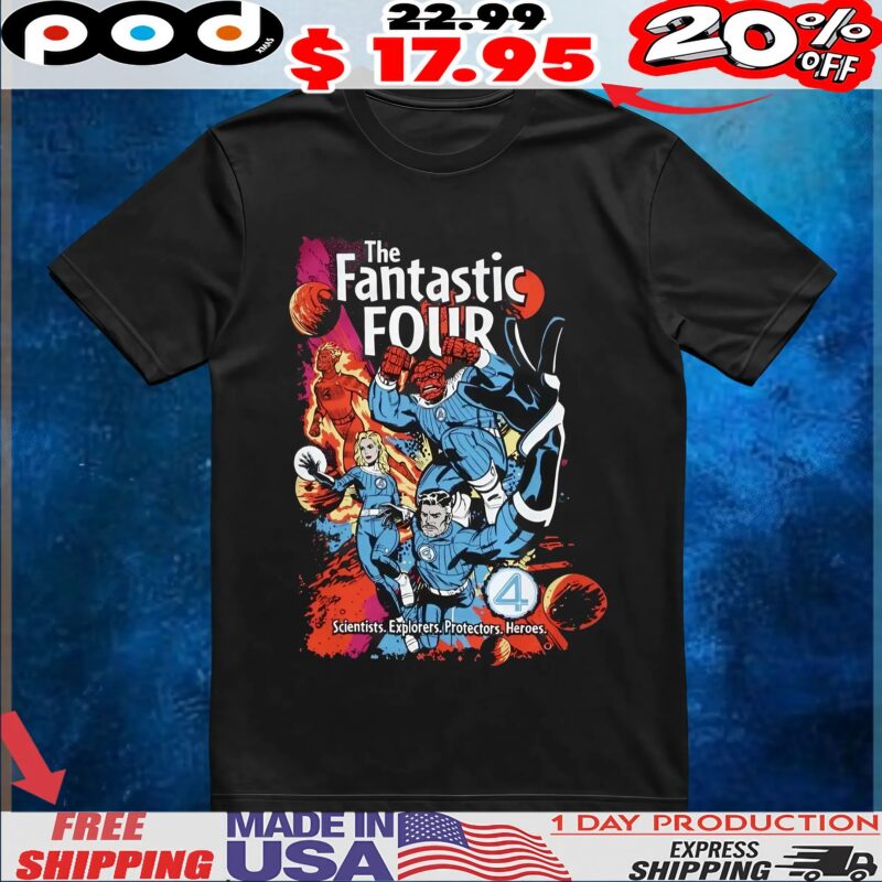 Marvel The Fantastic Four Scientists Explorers Protectors Heroes Comic Book T Shirt