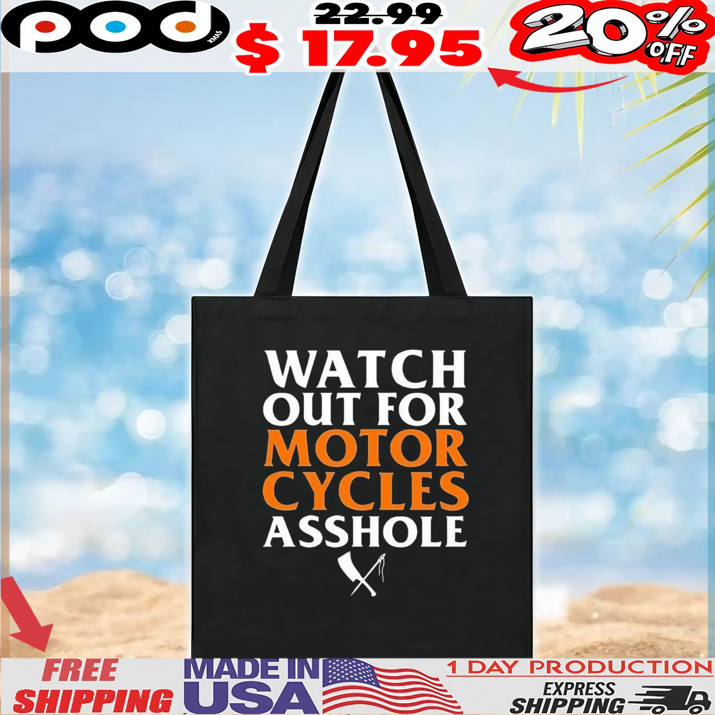 Rusty Butcher Watch Out For Motorcycles Asshole Safety T Shirt