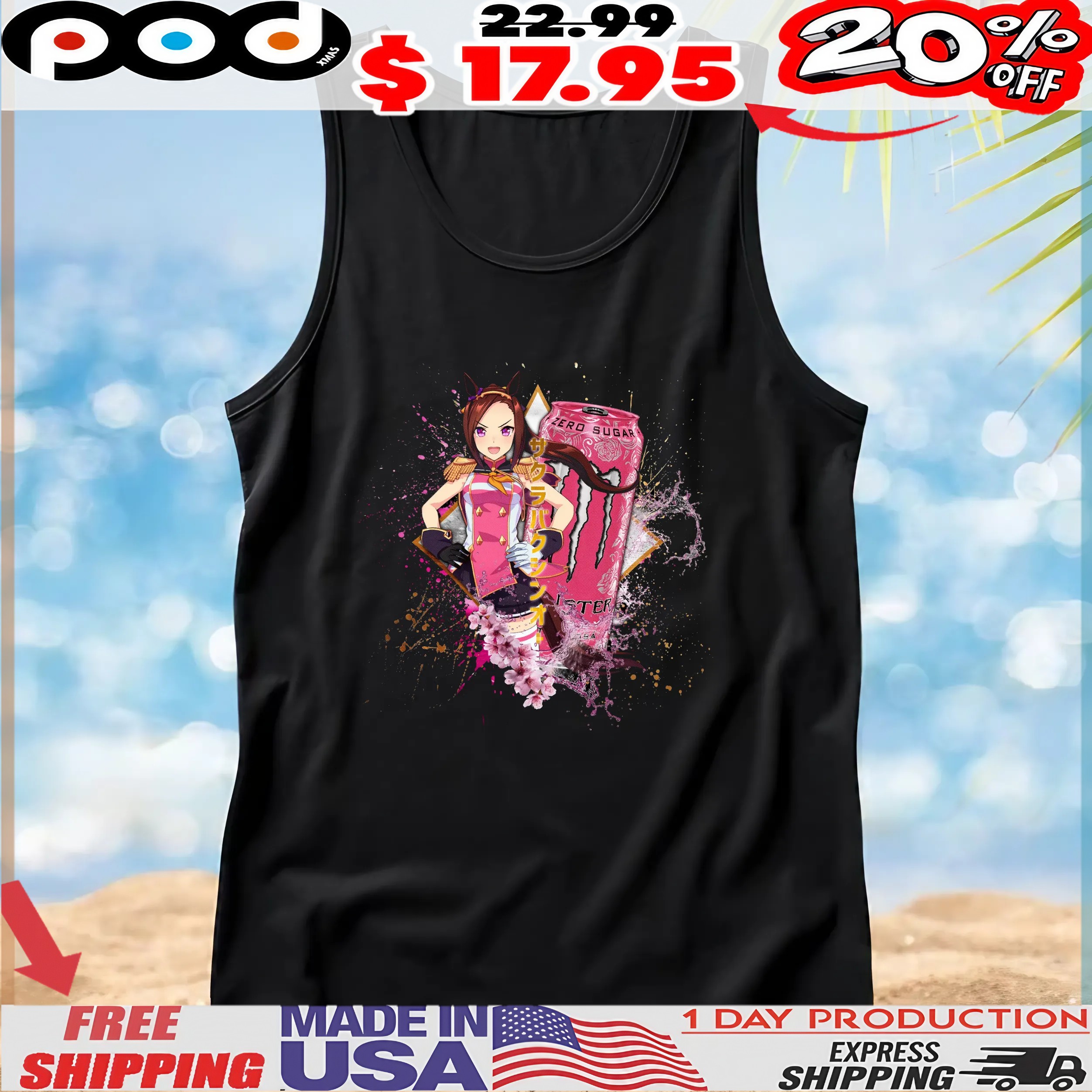 Sakura Bakushin O Uma Musume Pretty Derby Monster Energy Ultra Zero Sugar T Shirt