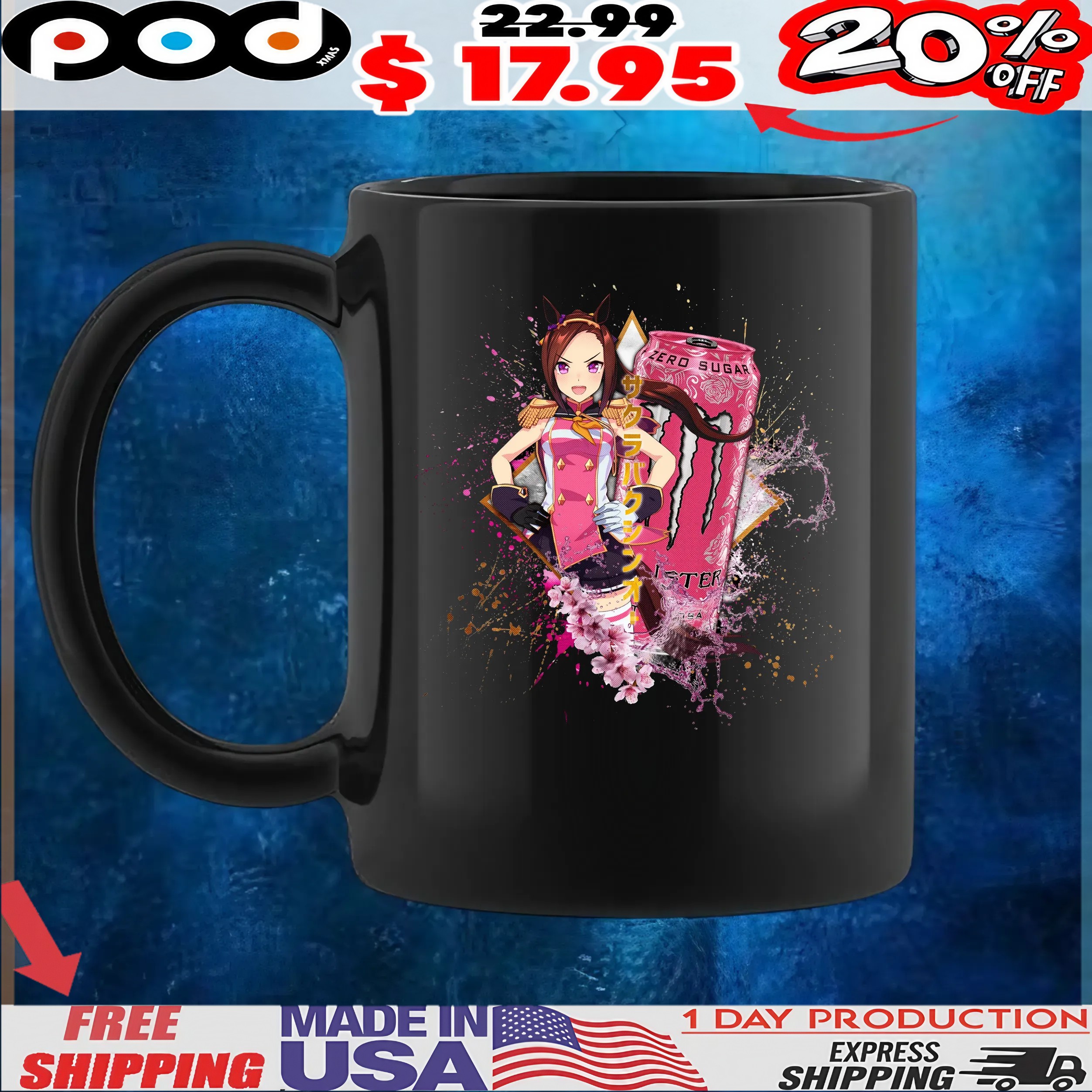 Sakura Bakushin O Uma Musume Pretty Derby Monster Energy Ultra Zero Sugar T Shirt