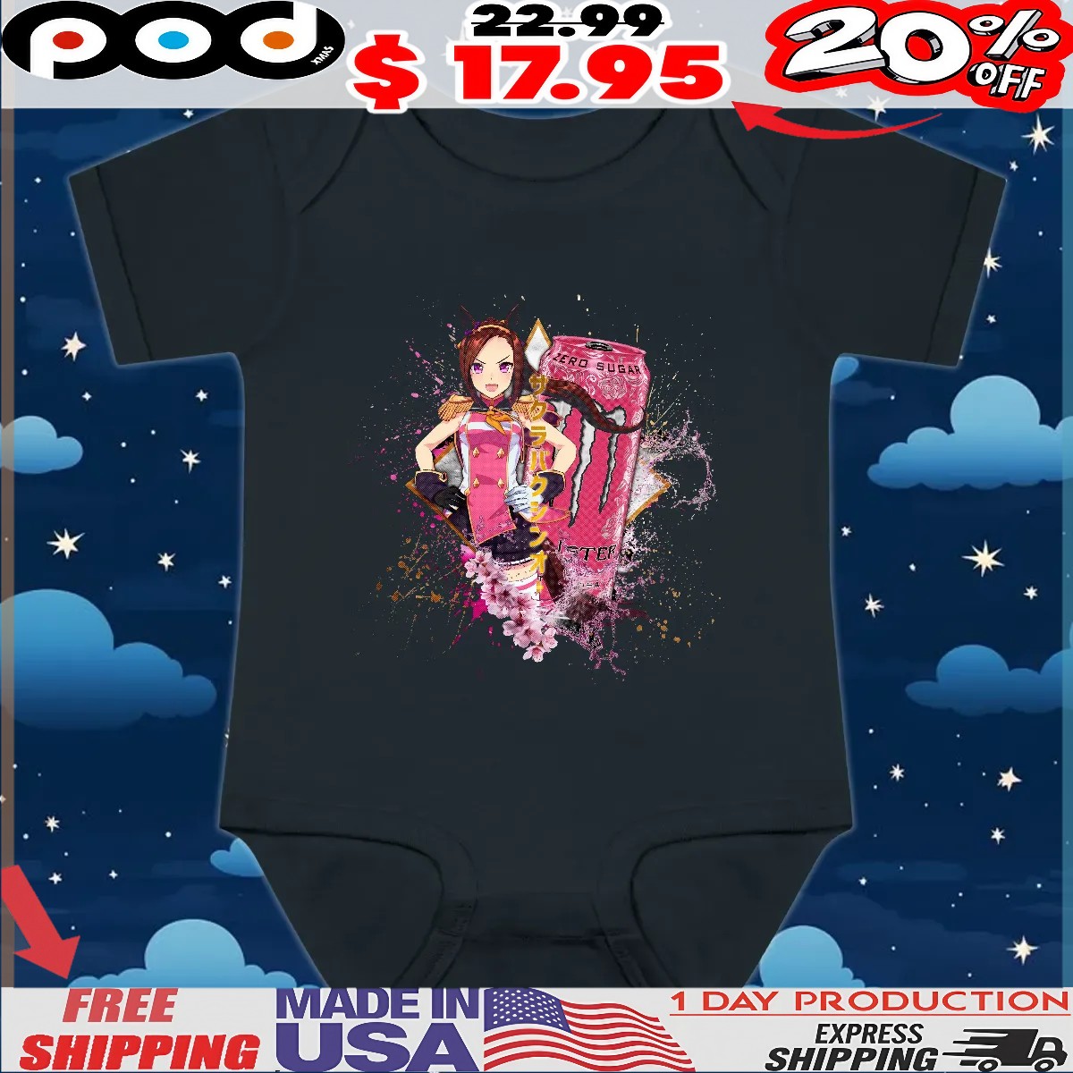 Sakura Bakushin O Uma Musume Pretty Derby Monster Energy Ultra Zero Sugar T Shirt