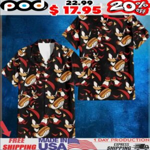 Shadow The Hedgehog Hot Dog Hawaiian Button Up Shirt
