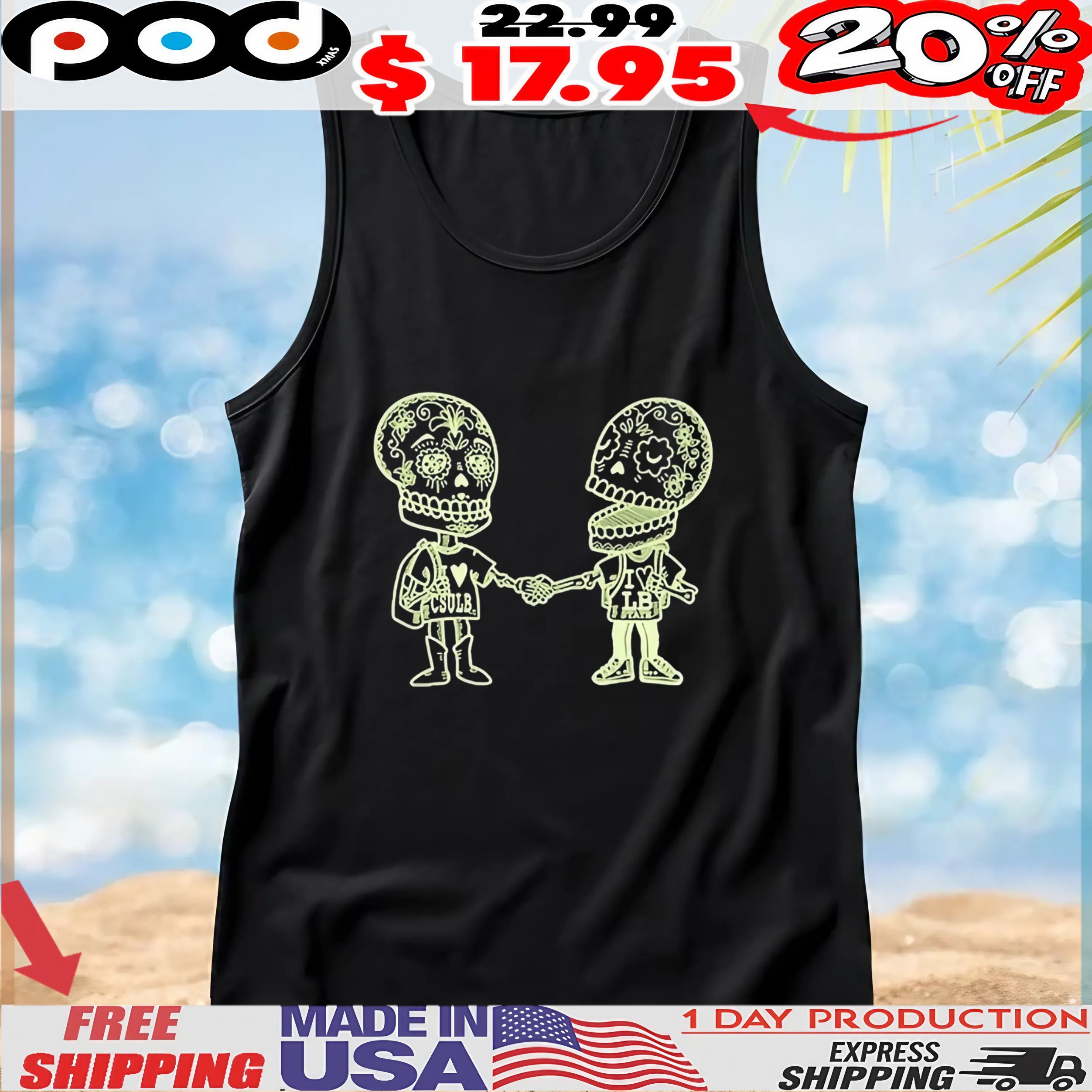 Skull Long Beach State Sugar T shirt