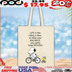 Snoopy And Woodstock Life Is Like Riding A Bike To Keep Your Balance, You Gotta Keep Moving T Shirt