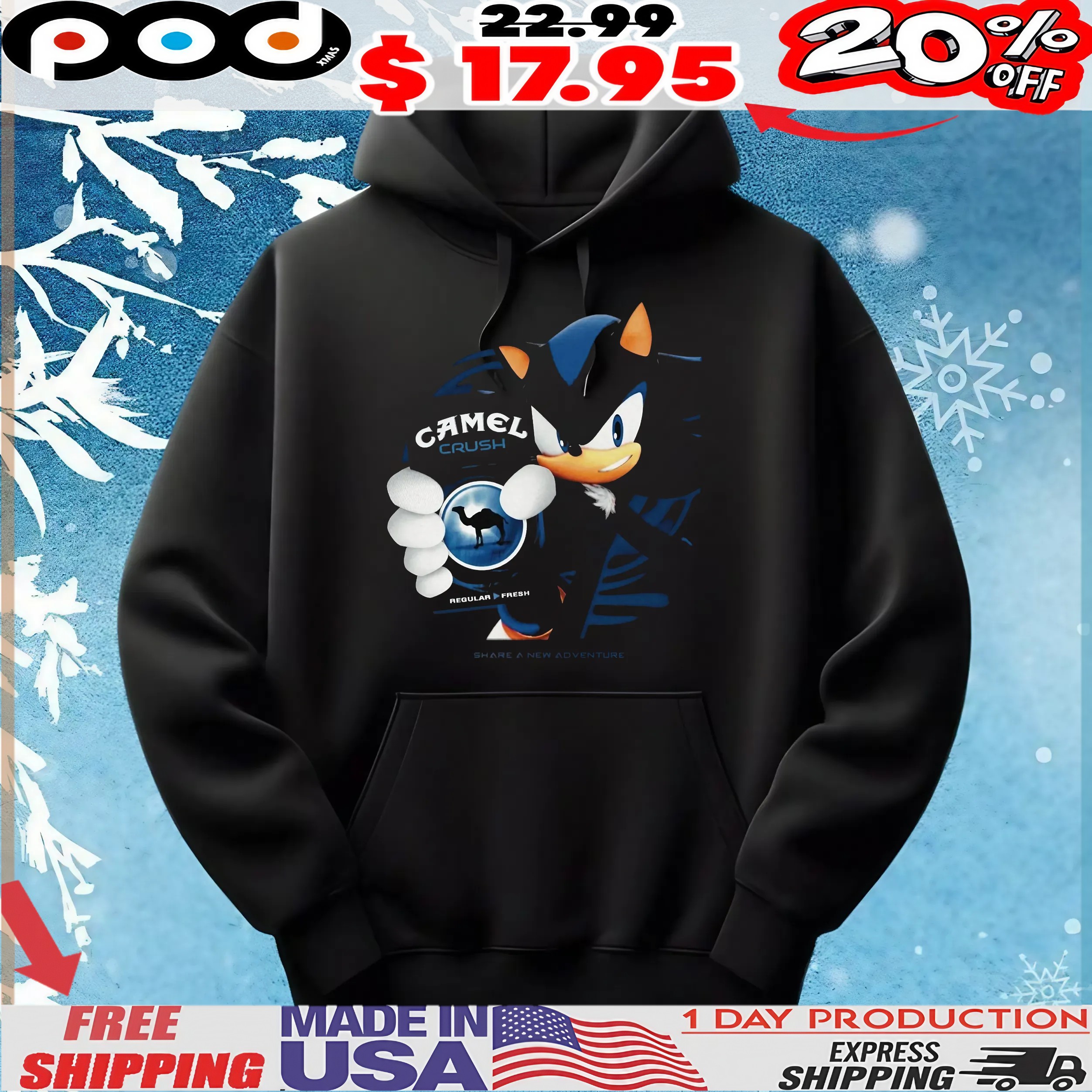 Sonic The Hedgehog Camel Crush Menthol Silver Share A New Adventure T Shirt