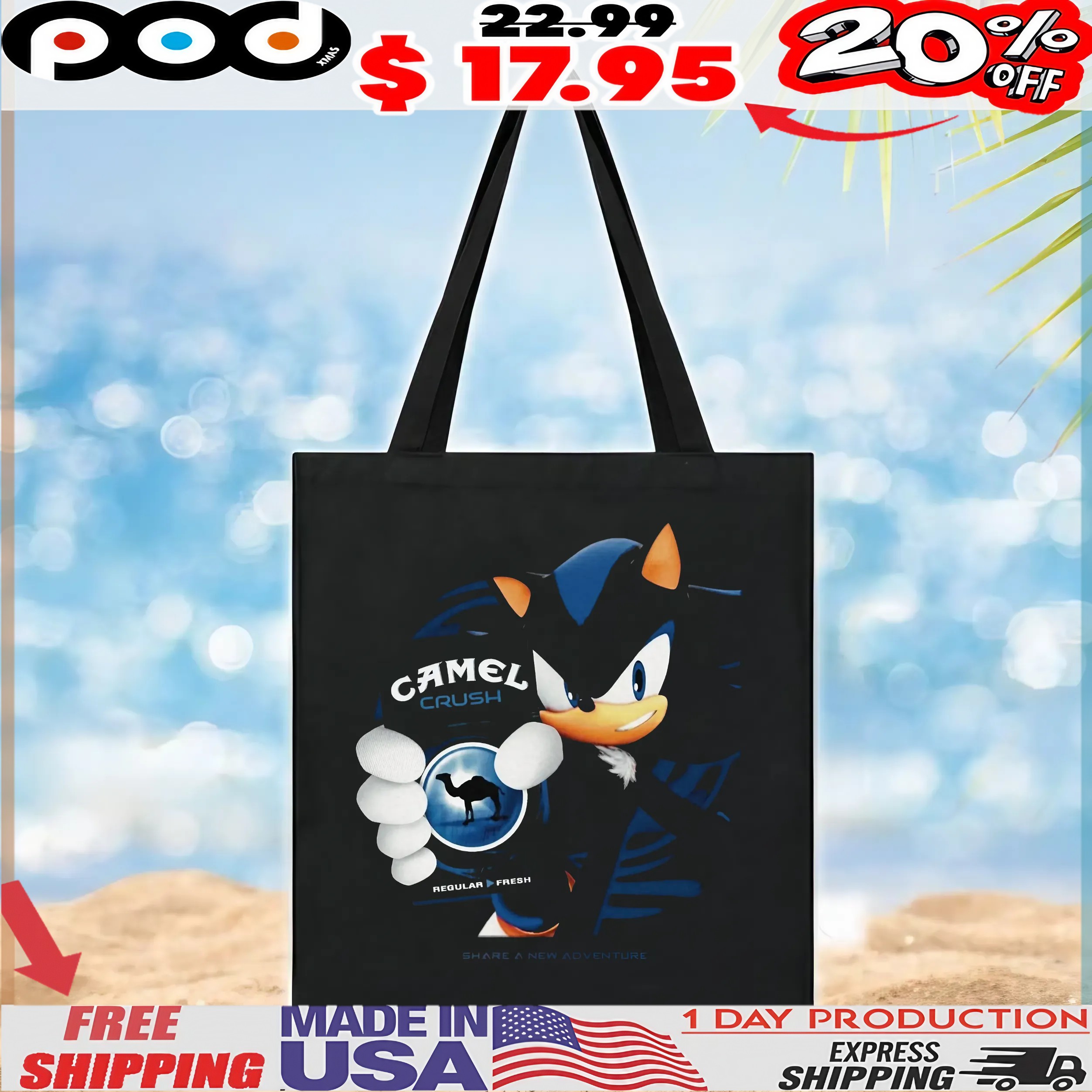 Sonic The Hedgehog Camel Crush Menthol Silver Share A New Adventure T Shirt