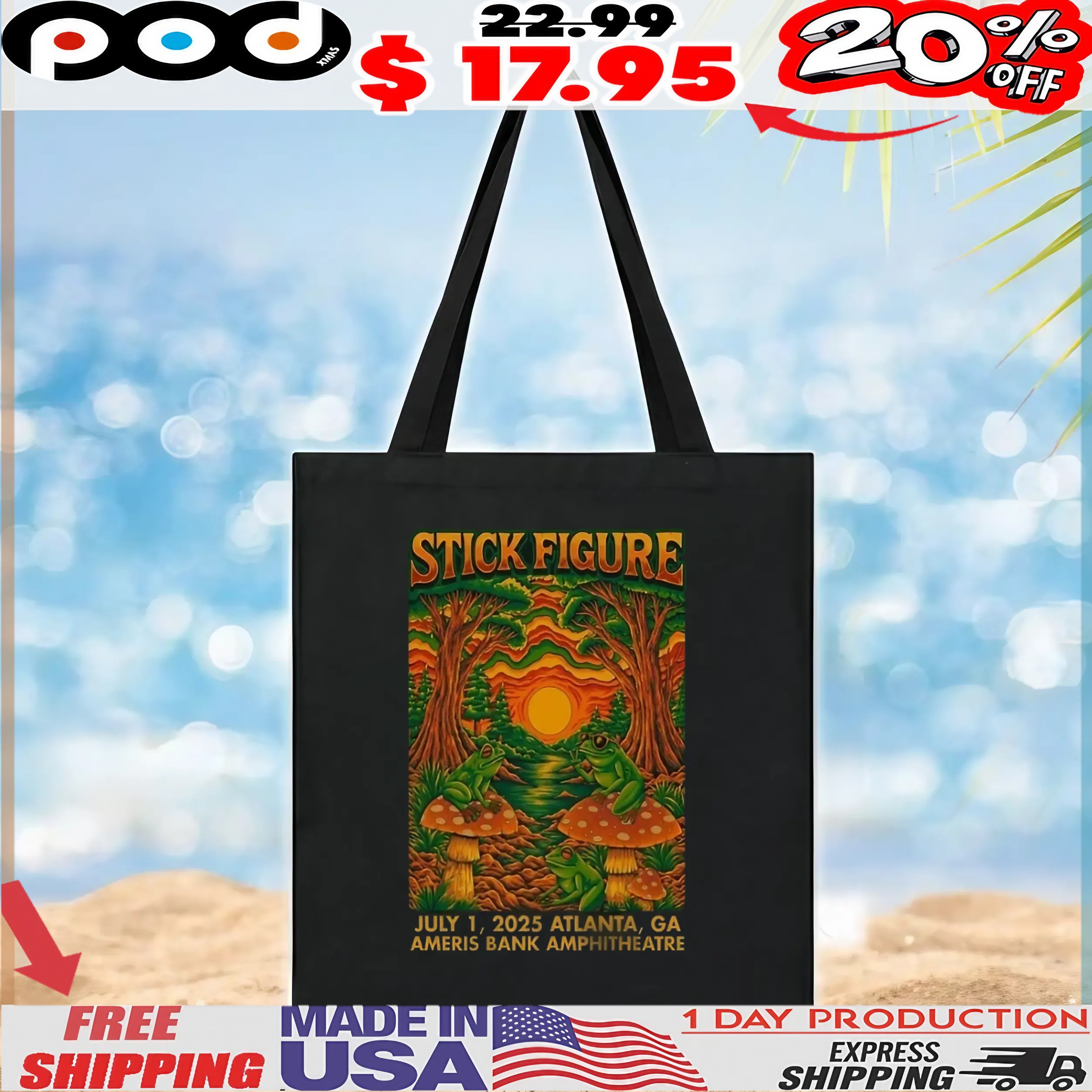 Stick Figure Jul 1 2025 Ameris Bank Amphitheatre In Alpharetta GA Frogs Forest T Shirt