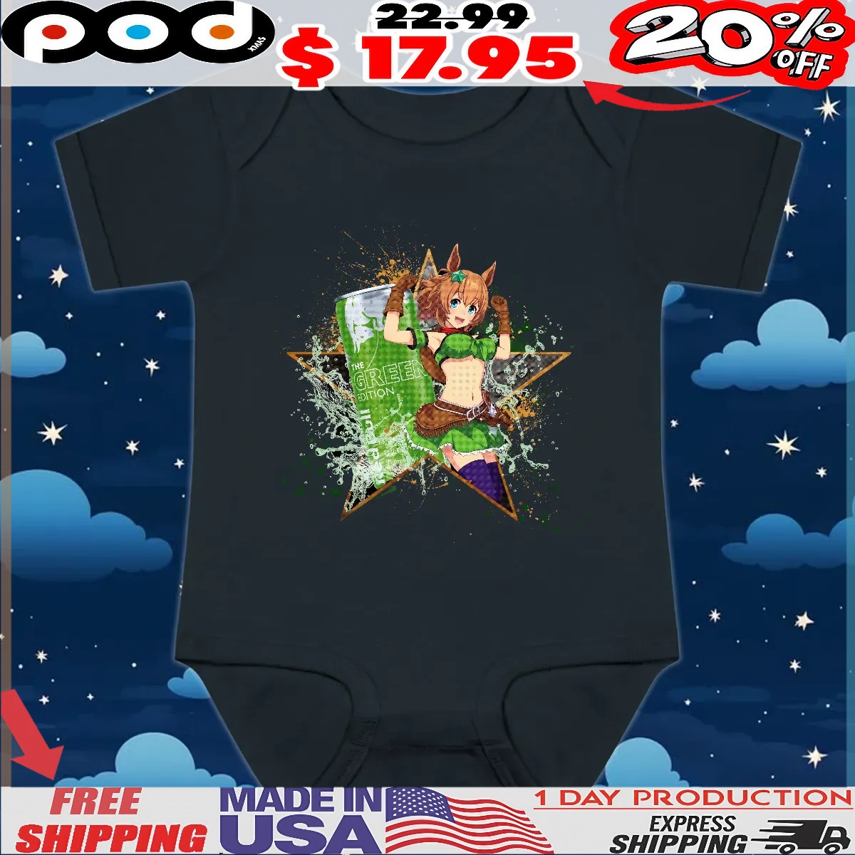 Taiki Shuttle Uma Musume Pretty Derby Red Bull The Green Edition T Shirt