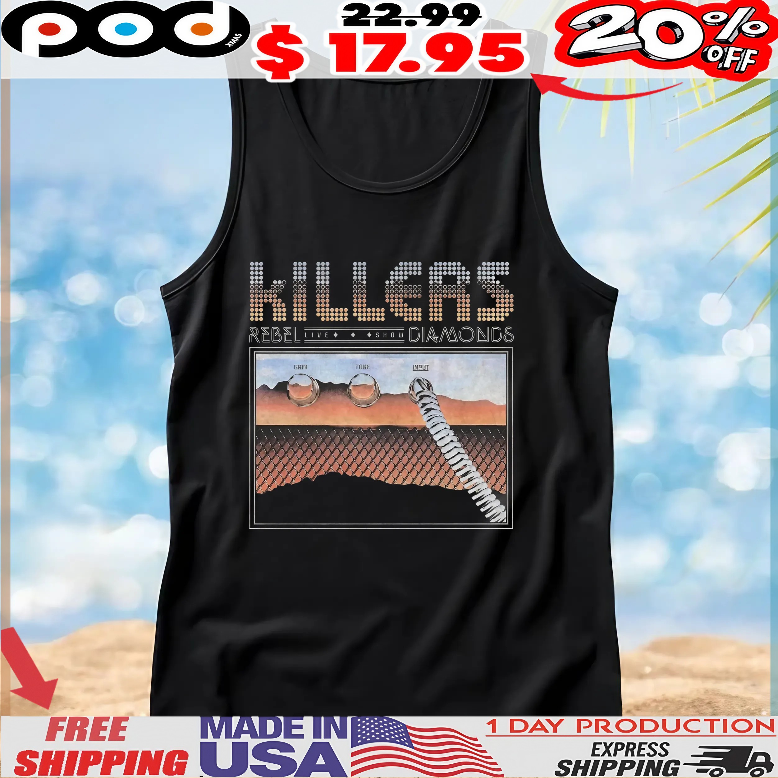 The Killers Rebel Live Show Diamonds Grin Tone Input T Shirt