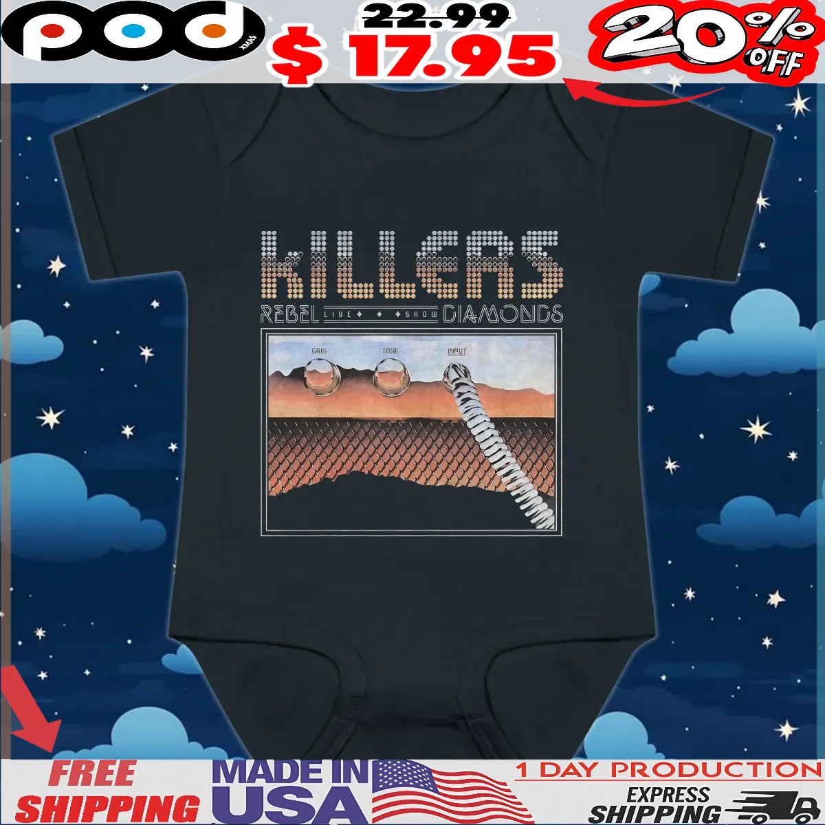 The Killers Rebel Live Show Diamonds Grin Tone Input T Shirt