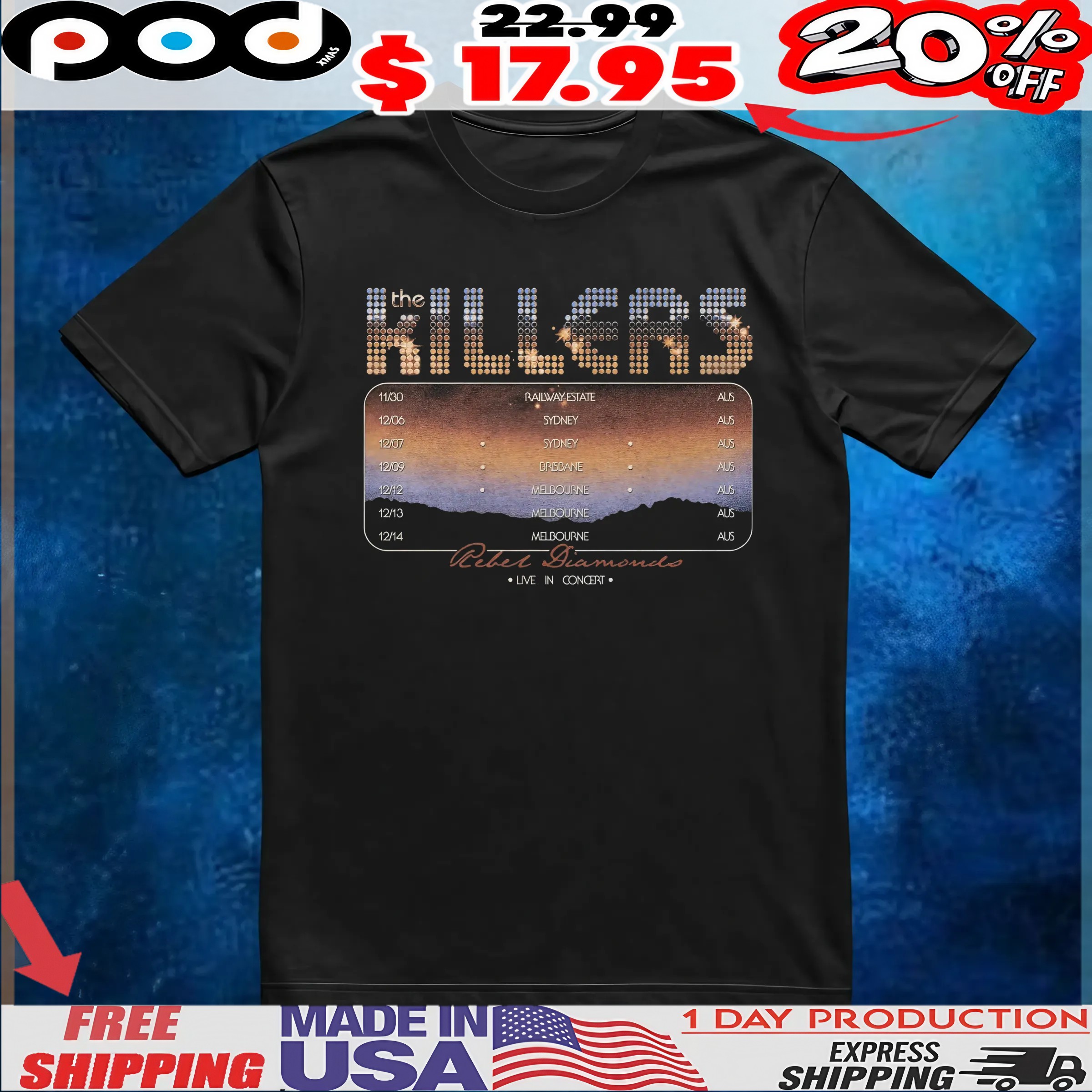 The Killers rebel diamonds live in concert t shirt The Killers rebel diamonds live in concert t shirt
