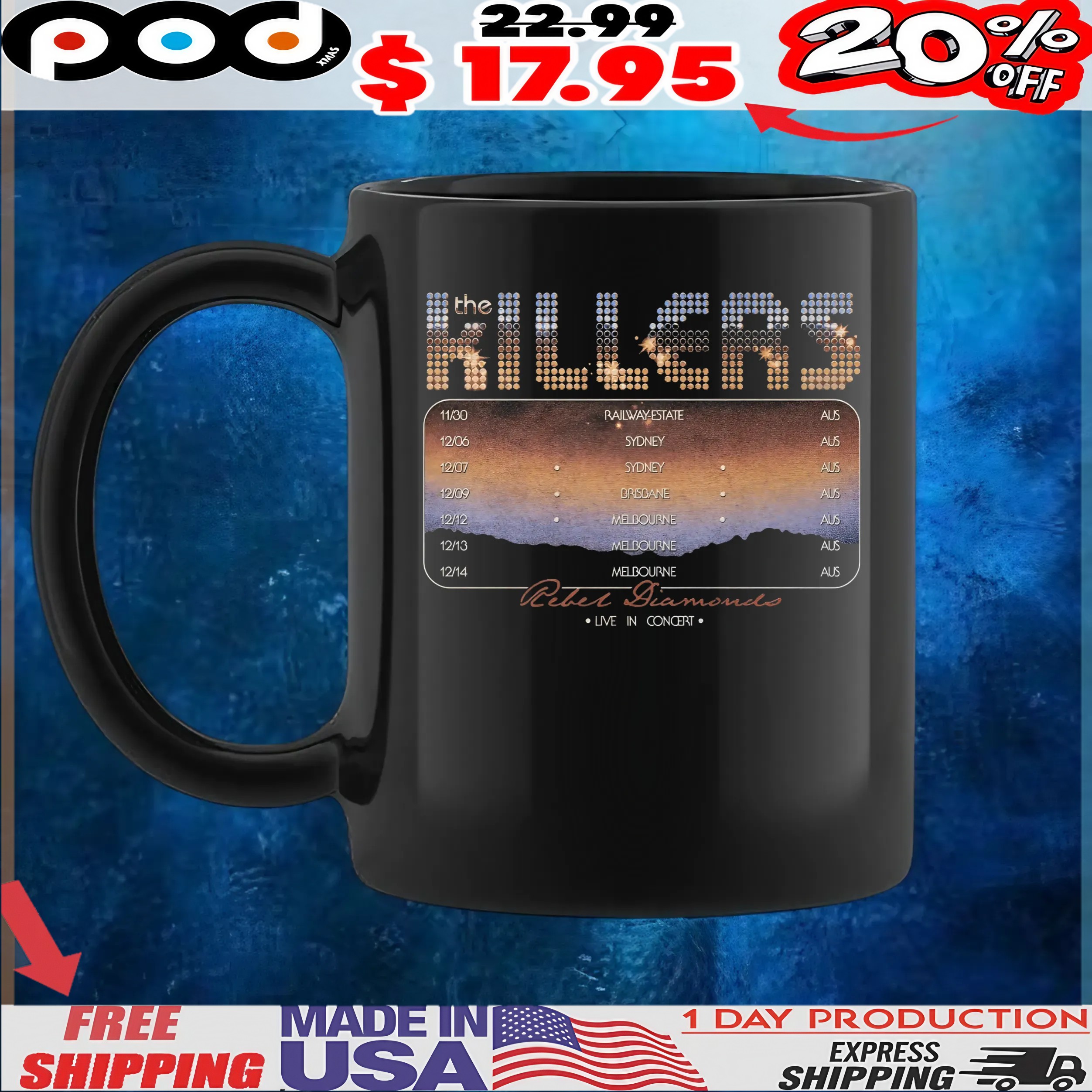 The Killers rebel diamonds live in concert t shirt The Killers rebel diamonds live in concert t shirt