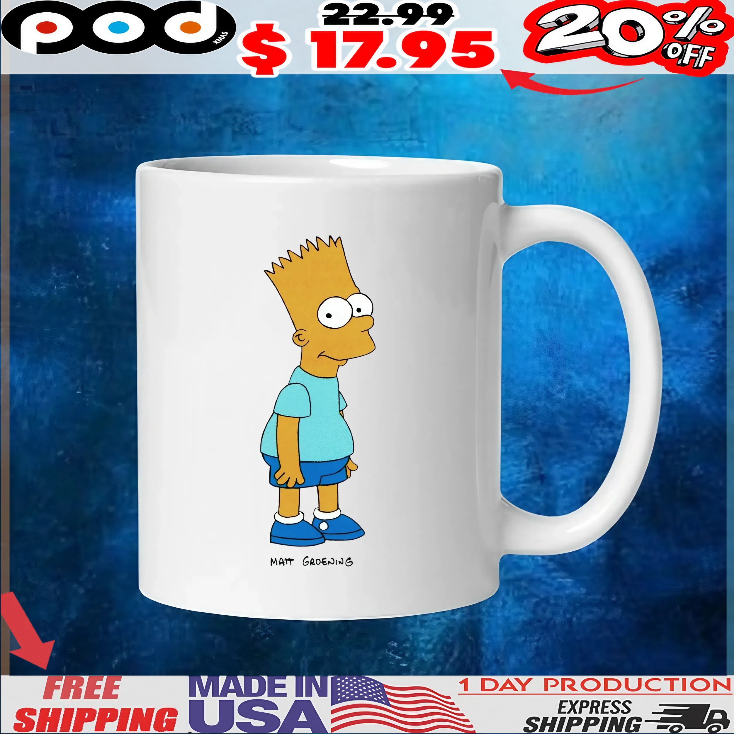 The Simpsons Bart Vs The Space Mutants Matt Groening Bart In Blue T Shirt