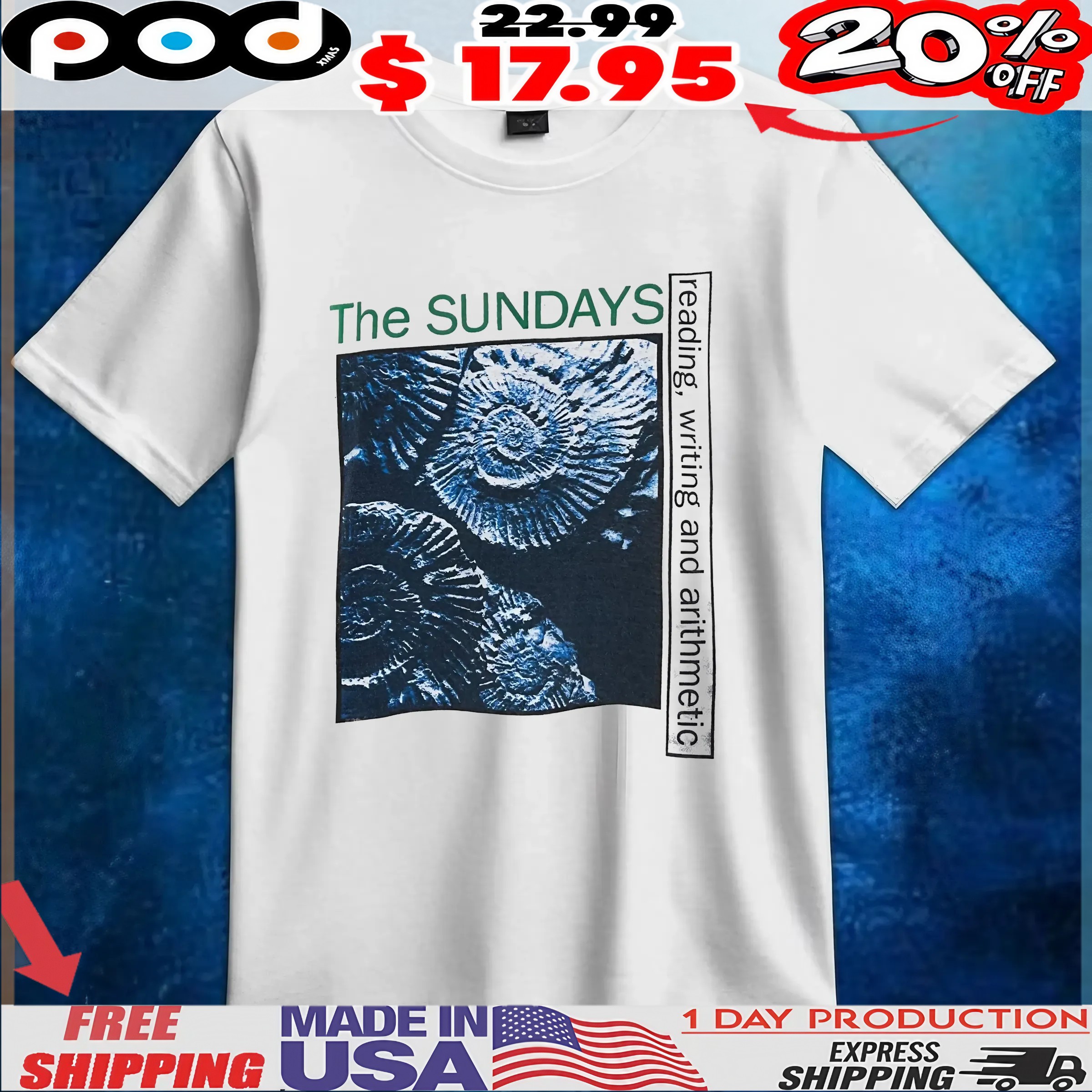 The Sundays Reading, Writing And Arithmetic Uk Tour Tee 90’ T Shirt