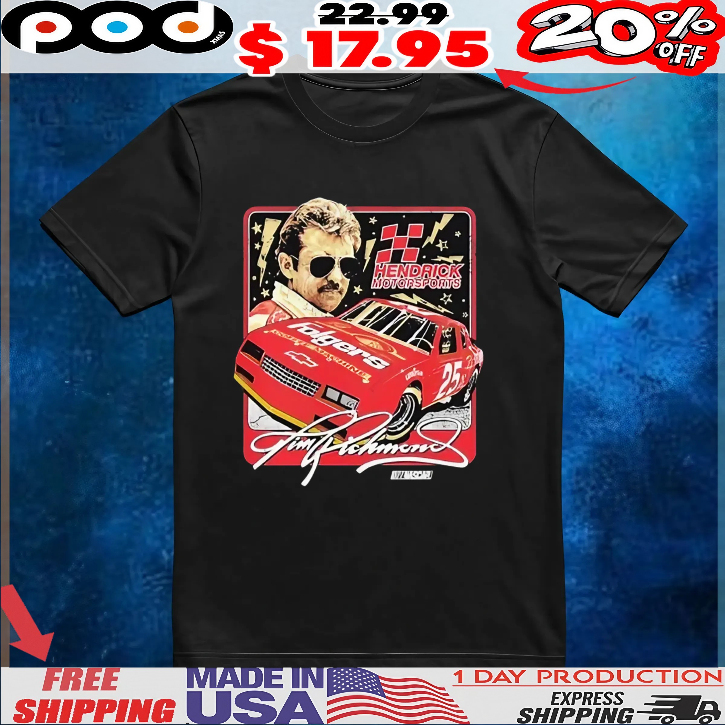 Tim Richmond 25 Folgers Hendrick Motorsports Nascar Car T Shirt