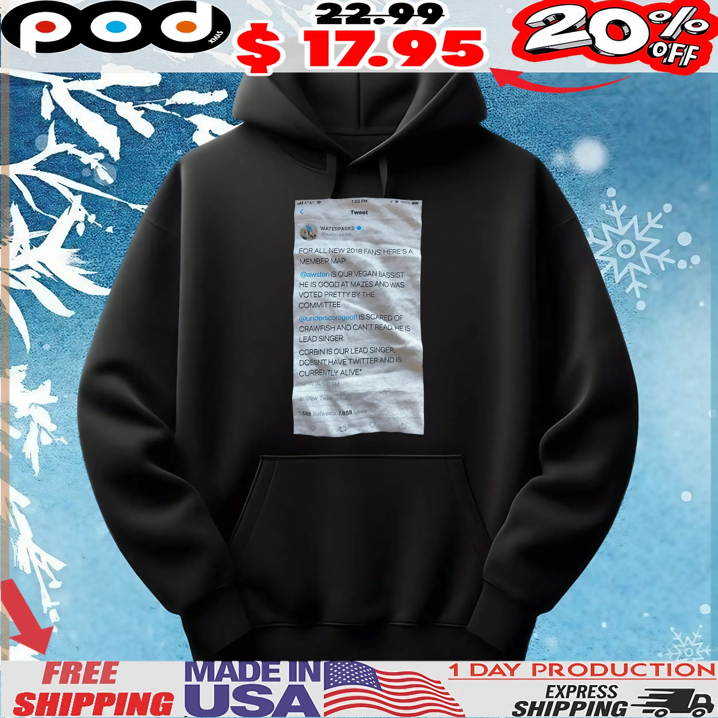 Waterparks Tweet For All New 2018 Fans, Here's A Member Map T Shirt