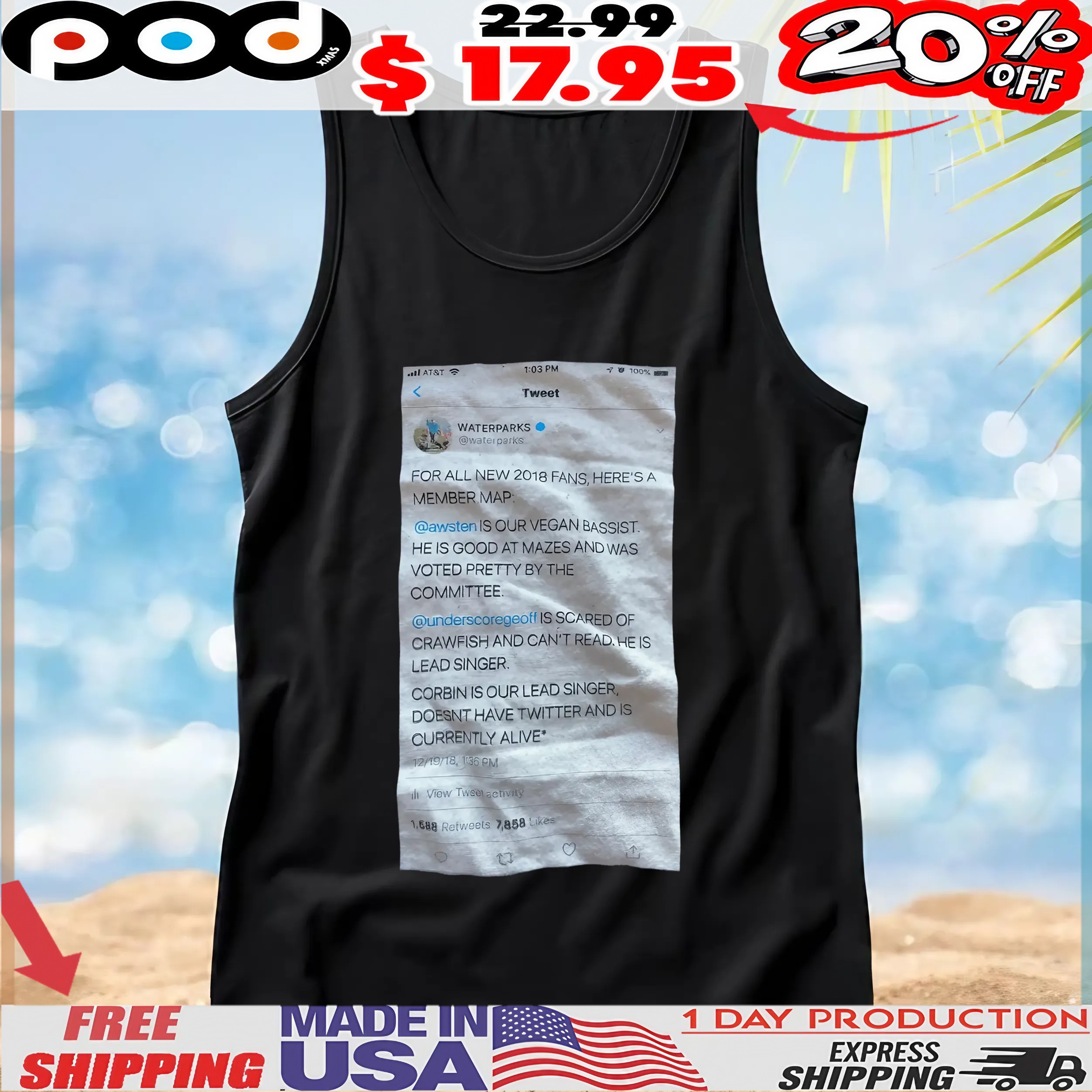 Waterparks Tweet For All New 2018 Fans, Here's A Member Map T Shirt