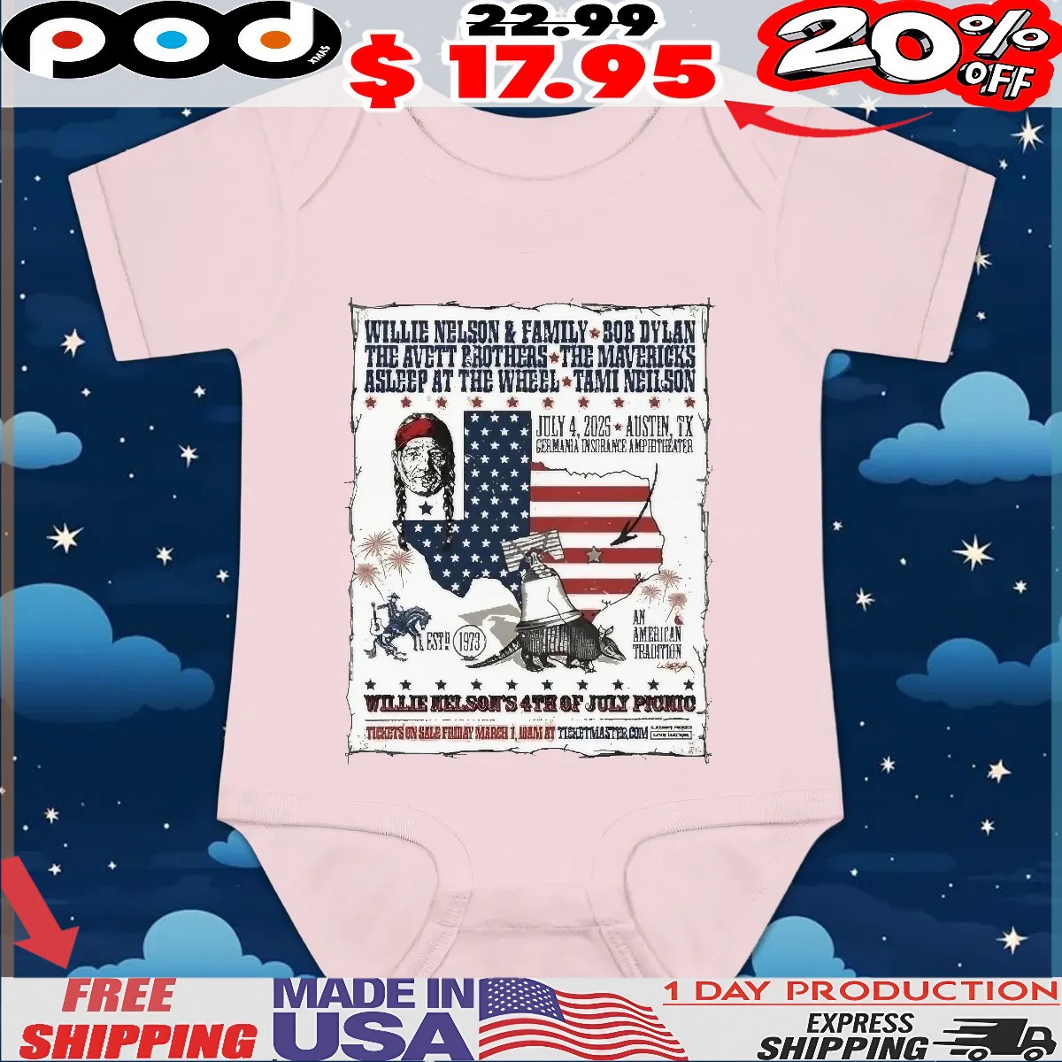 Willie Nelson And Family 4th Of July Picnic In Austin TX On 2025 American Flag T shirts