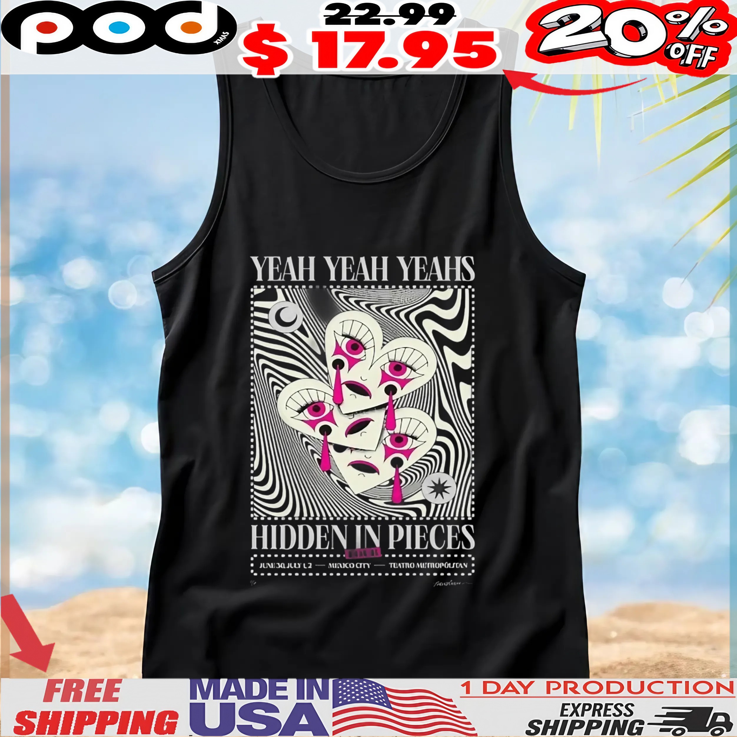 Yeah Yeah Yeahs Hidden In Pieces Event Mexico City Live At Teatro Metropolitan July 2 2025 T Shirt