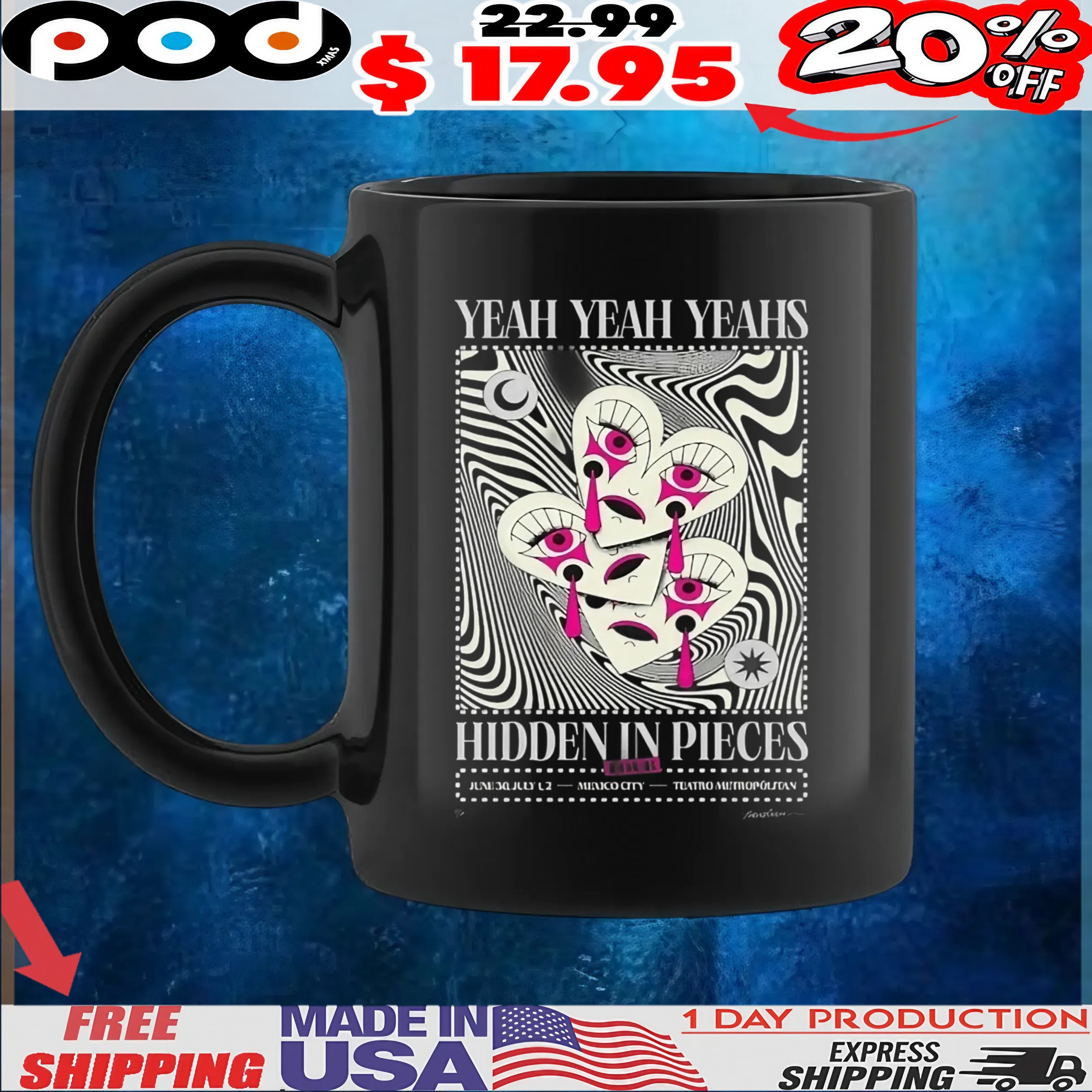 Yeah Yeah Yeahs Hidden In Pieces Event Mexico City Live At Teatro Metropolitan July 2 2025 T Shirt