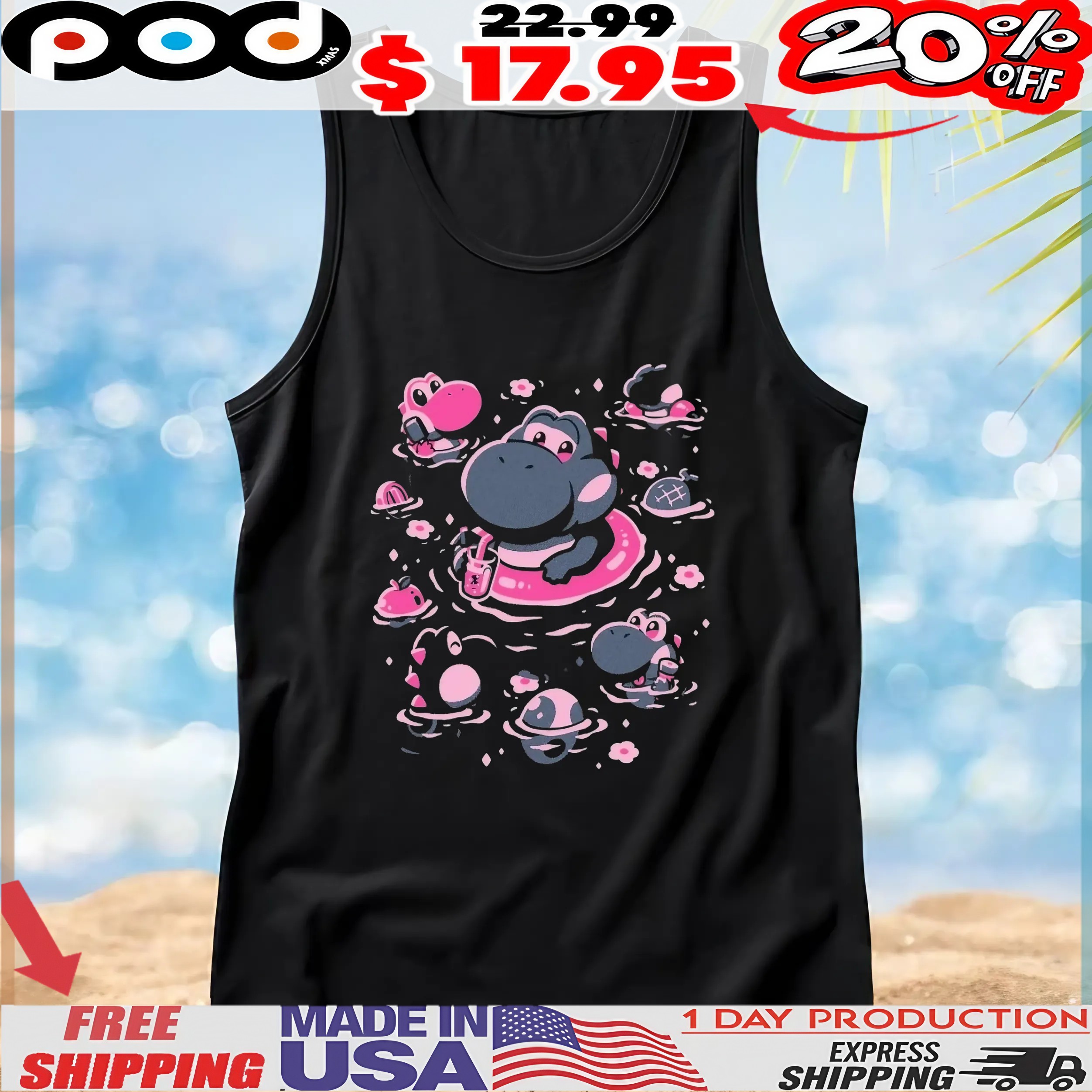Yoshi Pool Hangout Cute T Shirt