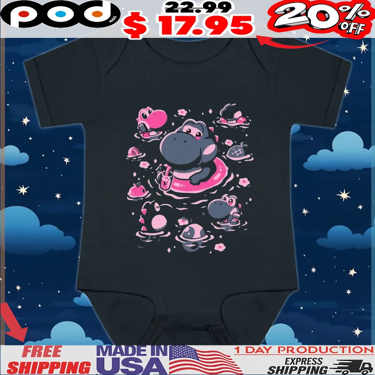 Yoshi Pool Hangout Cute T Shirt