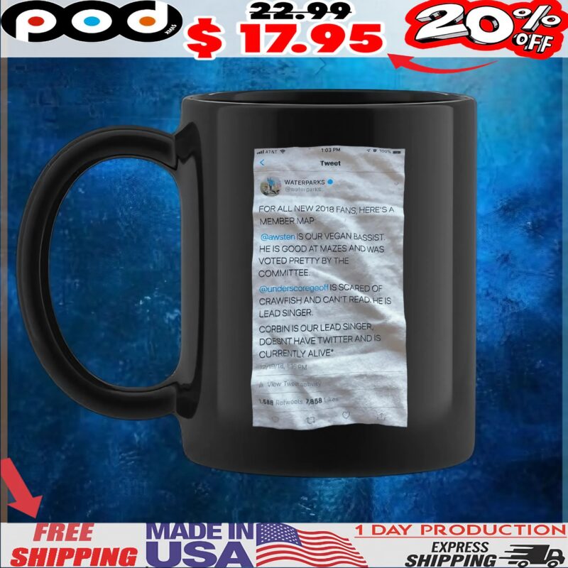 Waterparks Tweet For All New 2018 Fans, Here's A Member Map T Shirt