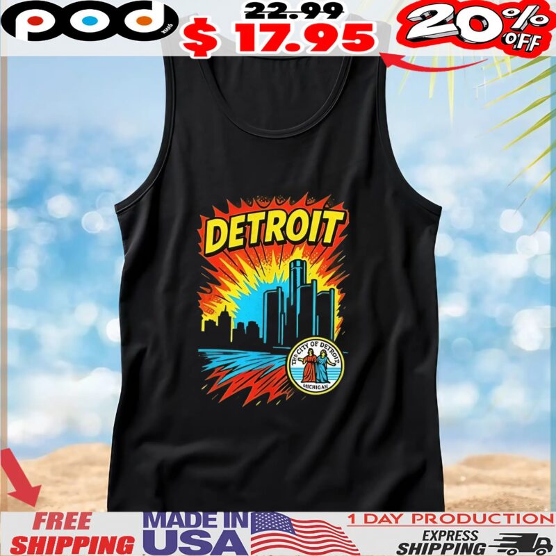 Detroit comic style retro logo t shirt